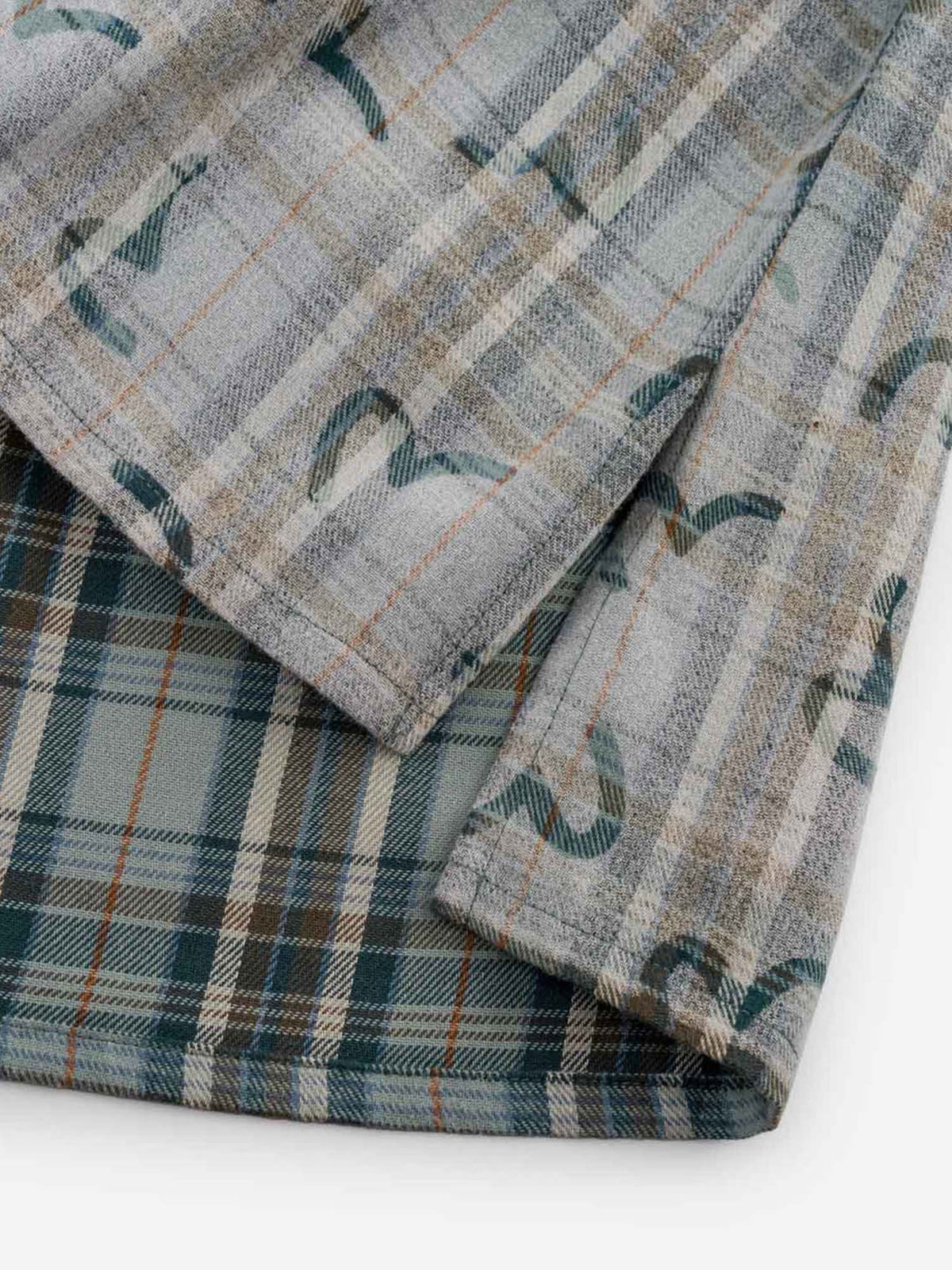 Evisu All-Over Seagull Checked Shirt Verde