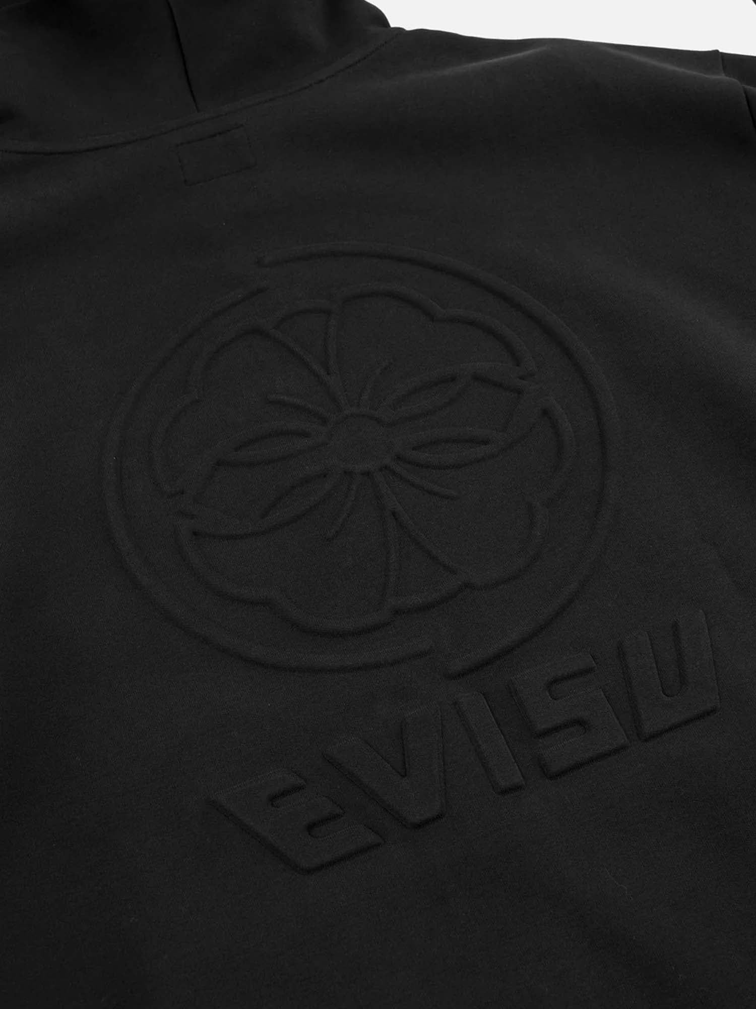 Evisu Felpa con cappuccio Emboss Kamon Logo Zip-Up Nero