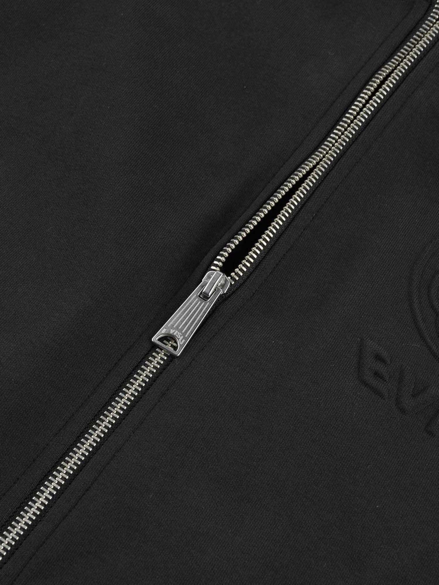 Evisu Felpa con cappuccio Emboss Kamon Logo Zip-Up Nero