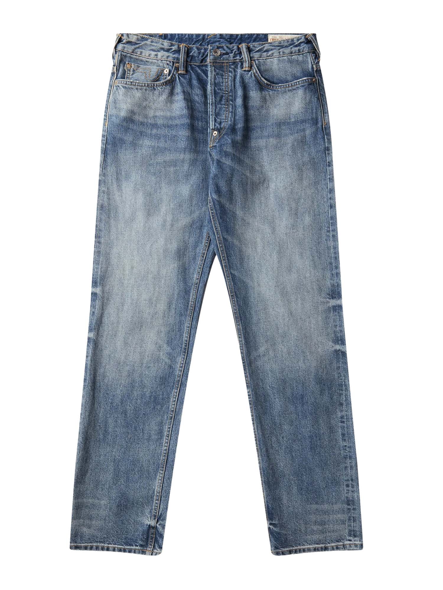 Evisu Jeans Multi-Pocket Patched Daicock Jeans Mid Tone Indigo Blu