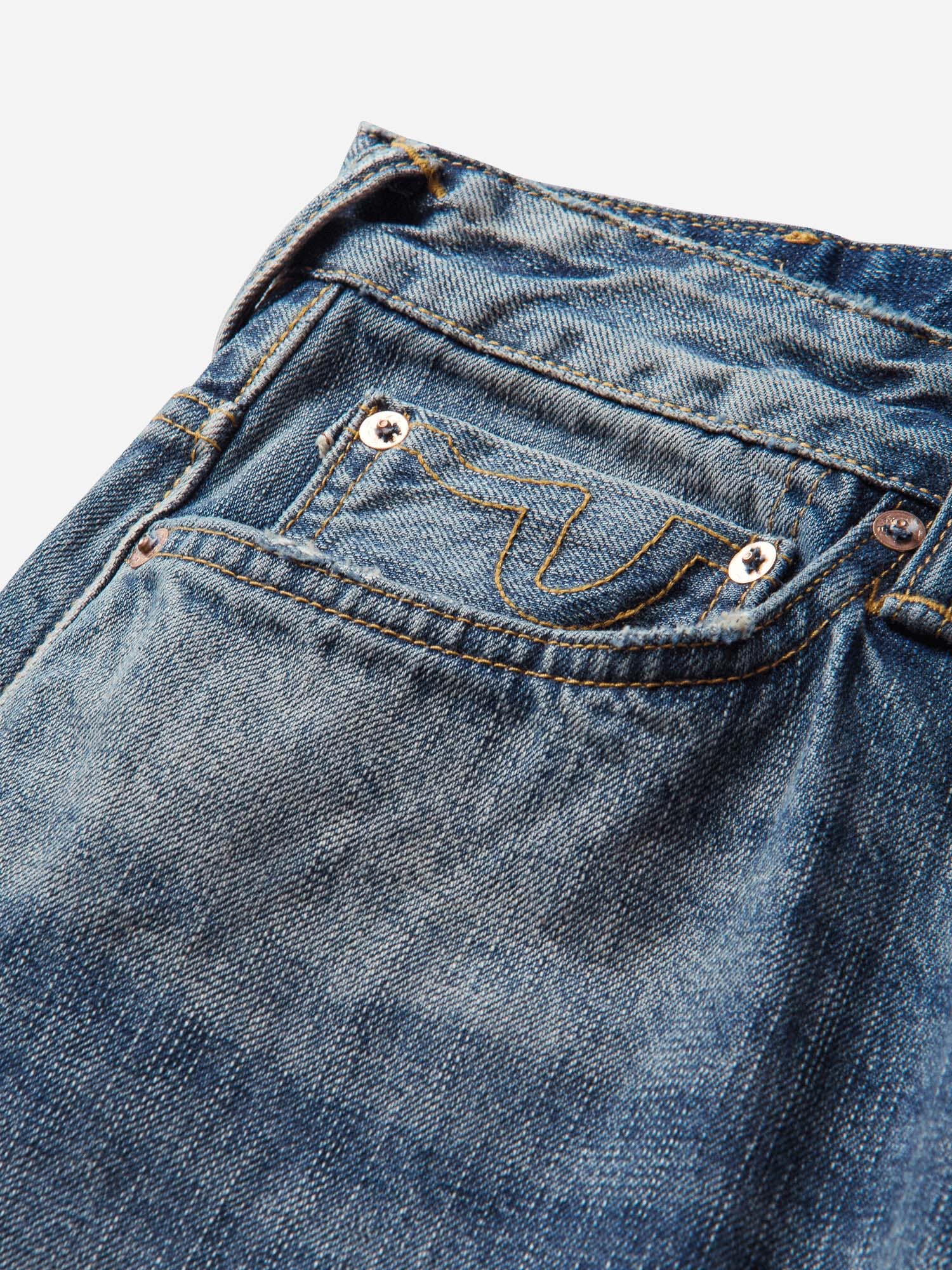 Evisu Jeans Multi-Pocket Patched Daicock Jeans Mid Tone Indigo Blu
