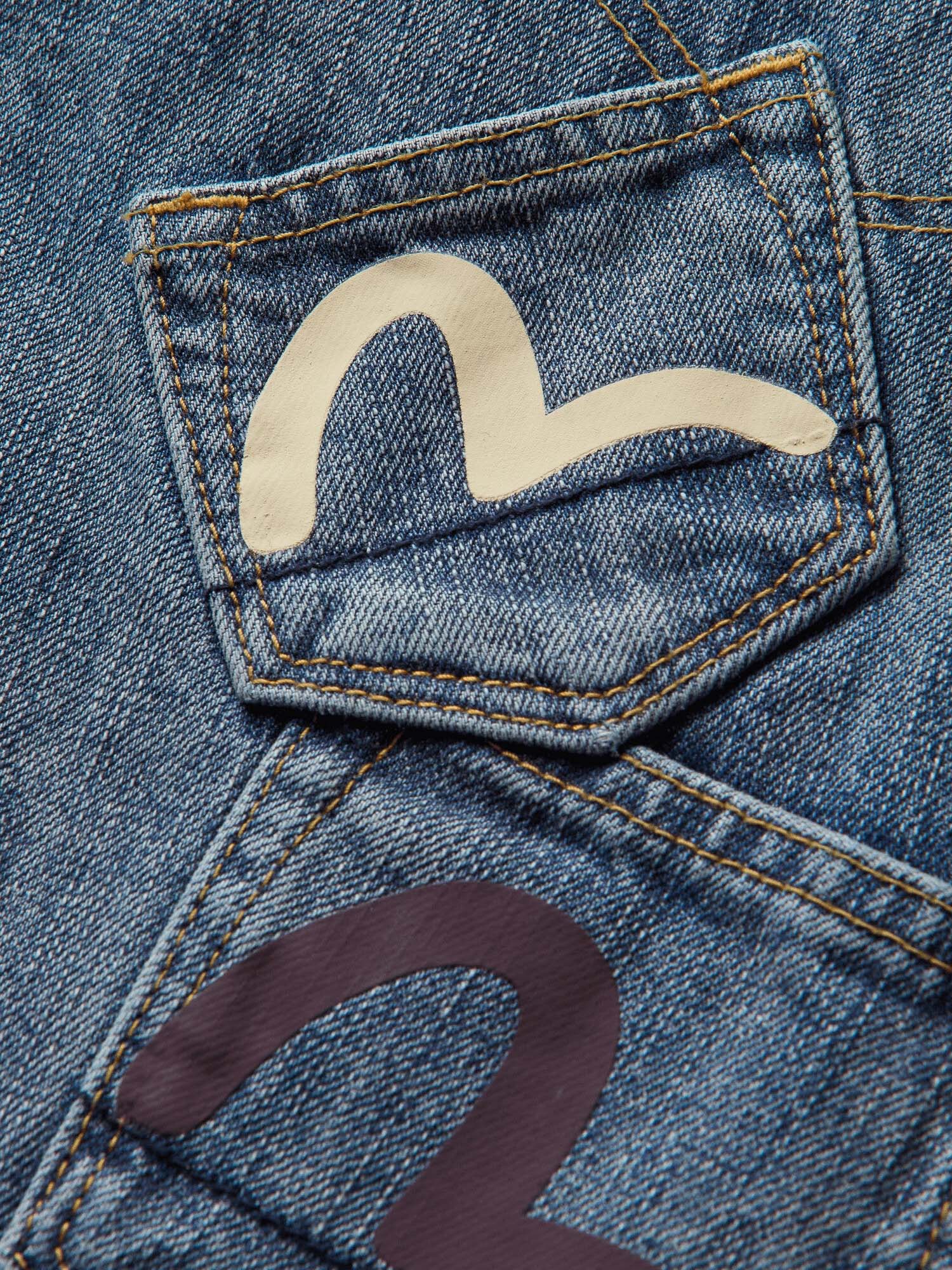 Evisu Jeans Multi-Pocket Patched Daicock Jeans Mid Tone Indigo Blu