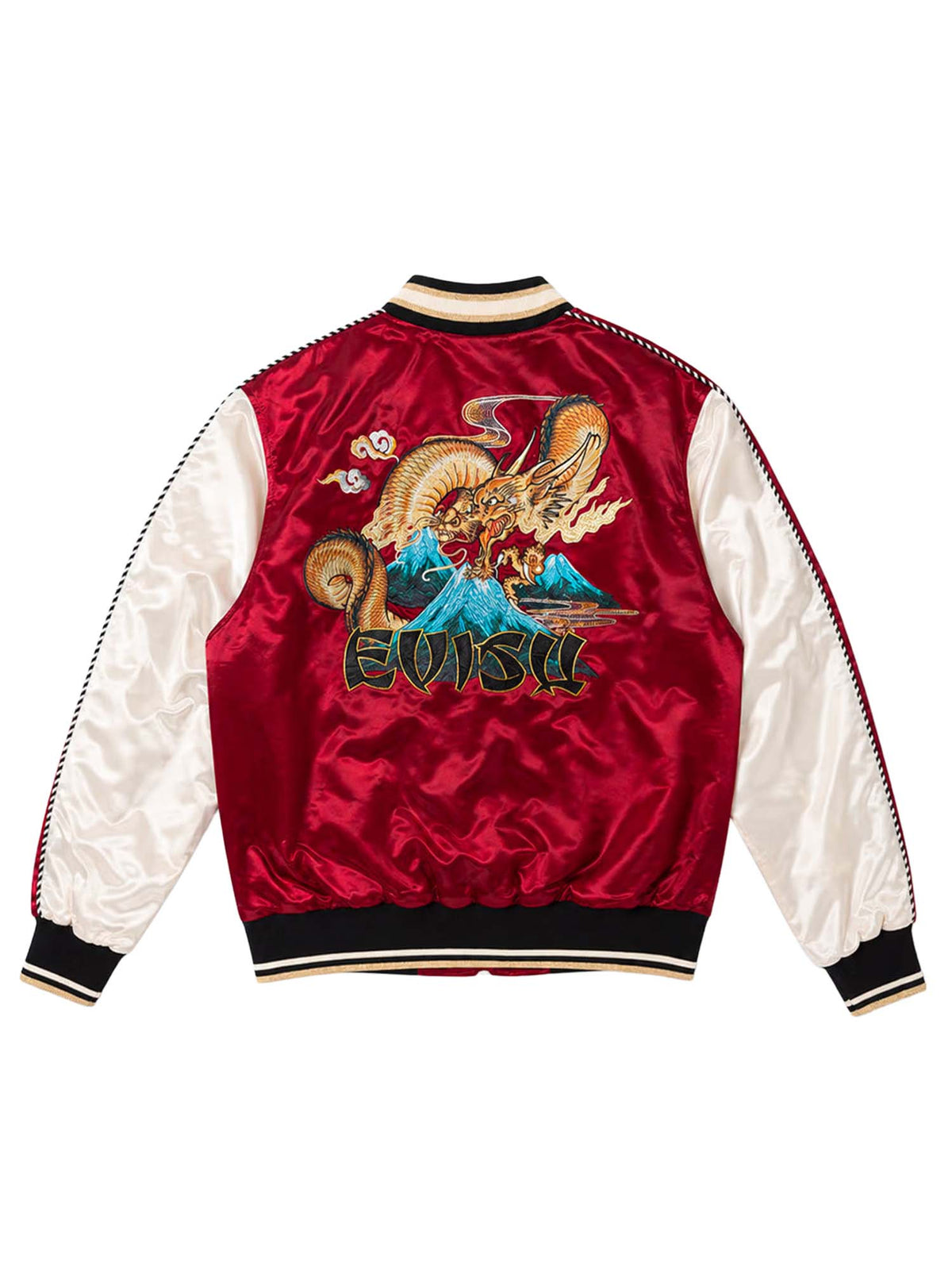 Evisu Bomber Jacket Whale Embroidery Souvenior Bordeaux