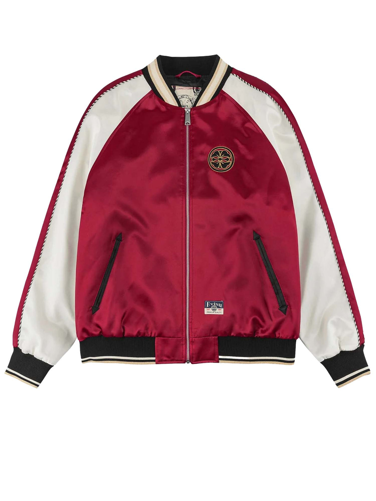 Evisu Bomber Jacket Whale Embroidery Souvenior Bordeaux