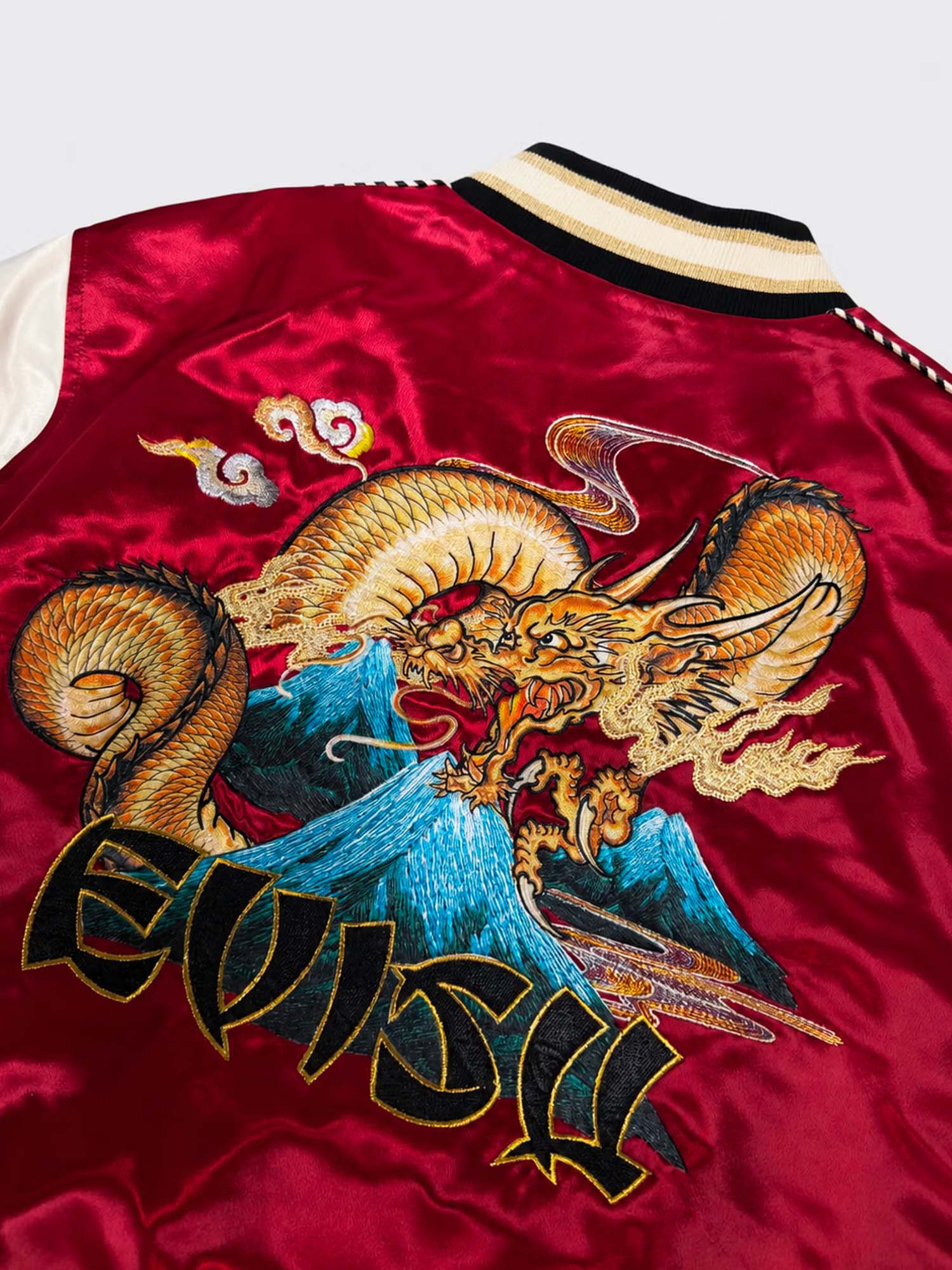 Evisu Bomber Jacket Whale Embroidery Souvenior Bordeaux