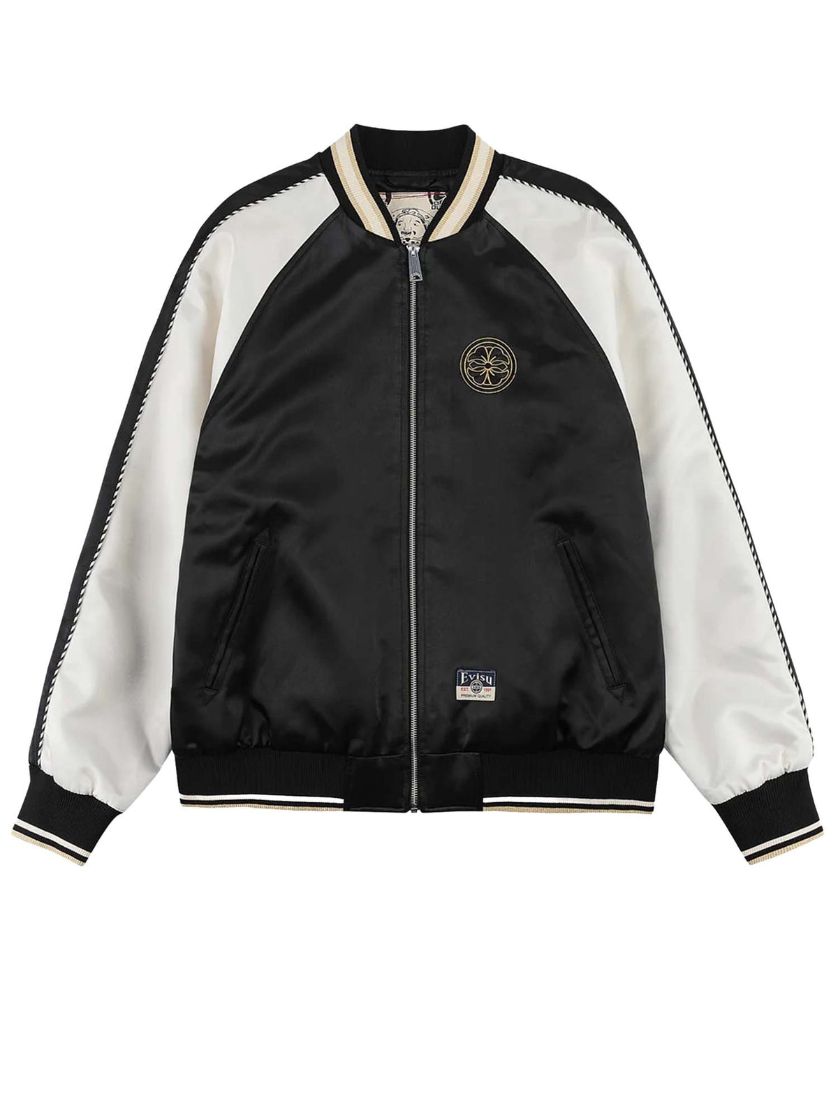 Evisu Bomber Jacket Whale Embroidery Souvenior Nero