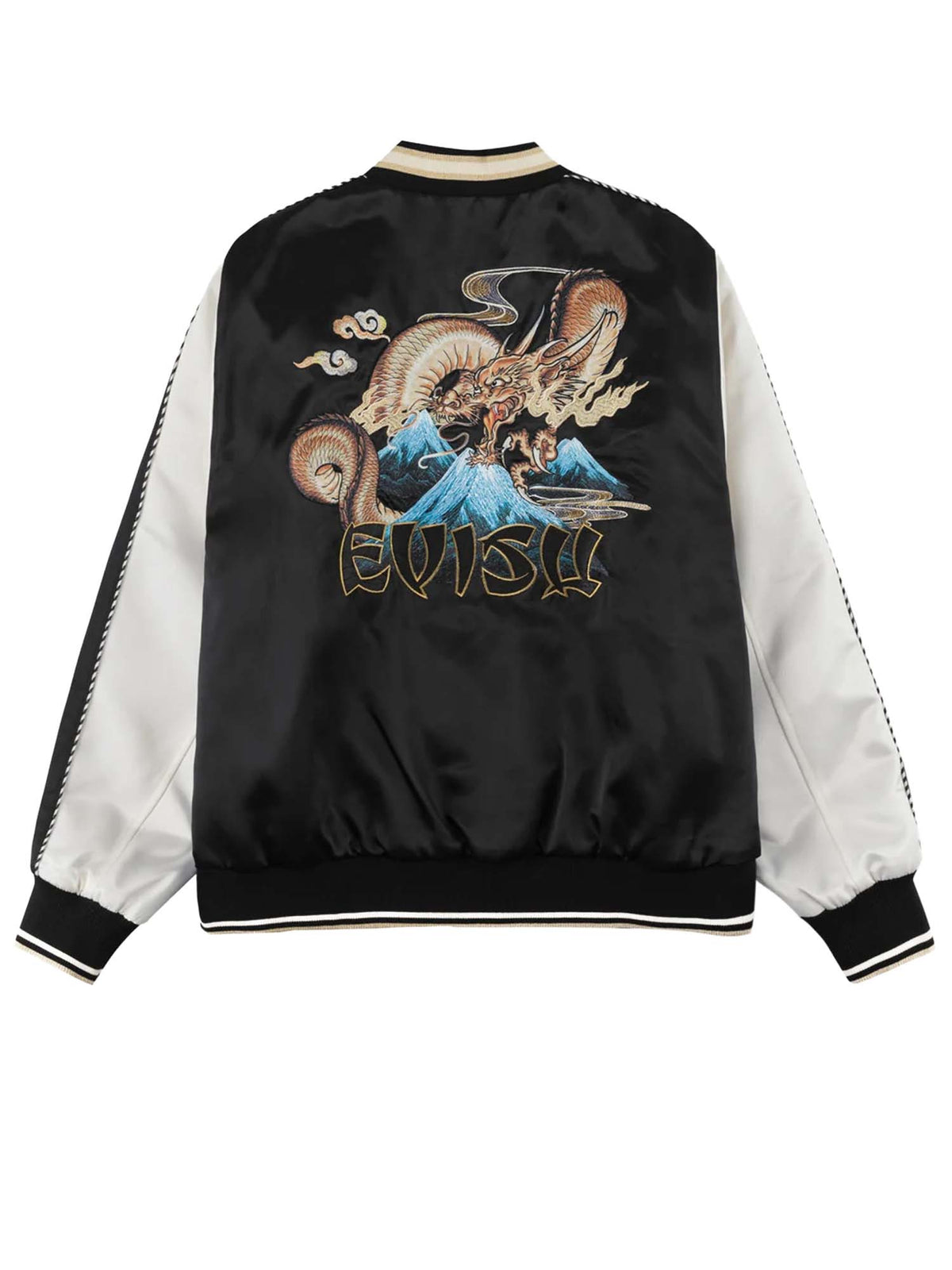 Evisu Bomber Jacket Whale Embroidery Souvenior Nero