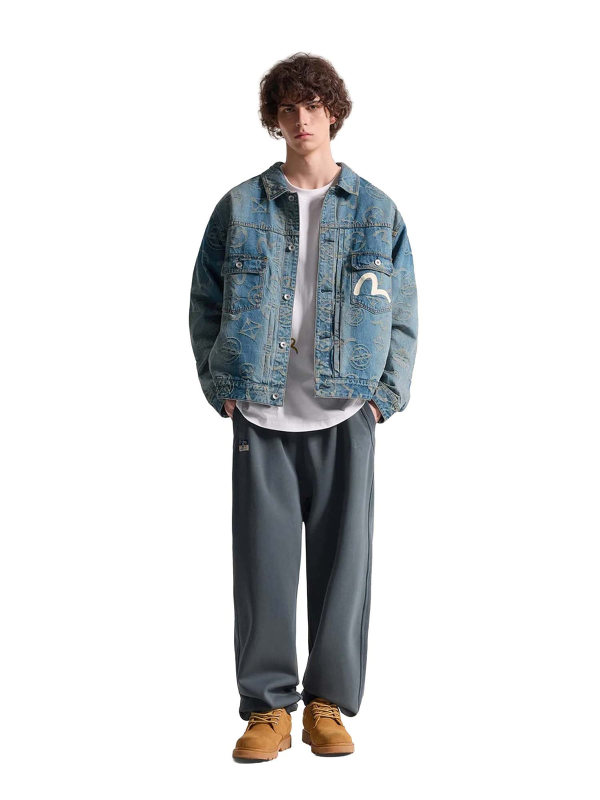 Evisu Allover Monogram Rainbow Jacquard Denim Jacket Multicolore