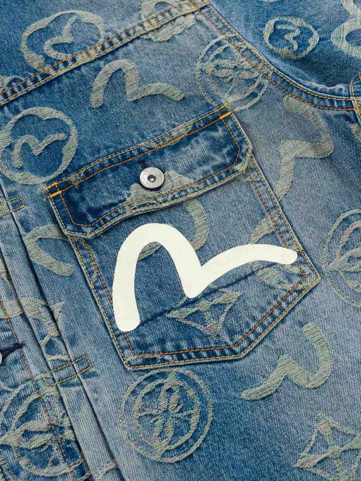 Evisu Allover Monogram Rainbow Jacquard Denim Jacket Multicolore