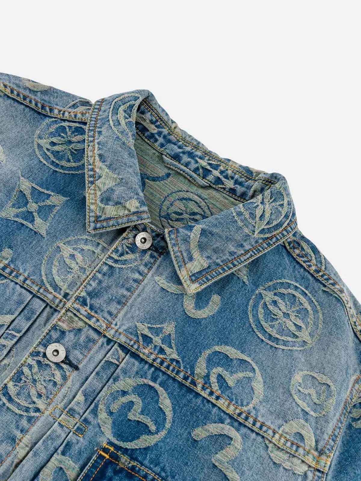 Evisu Allover Monogram Rainbow Jacquard Denim Jacket Multicolore