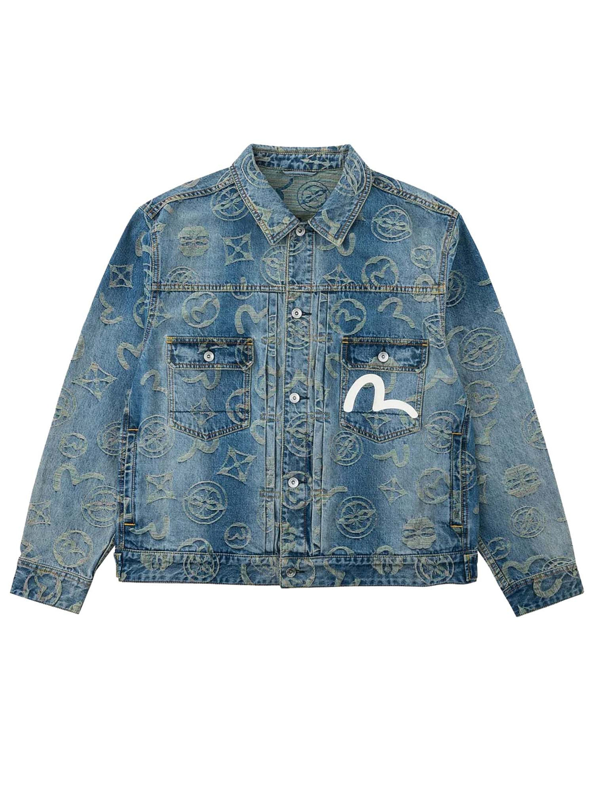 Evisu Allover Monogram Rainbow Jacquard Denim Jacket Multicolore