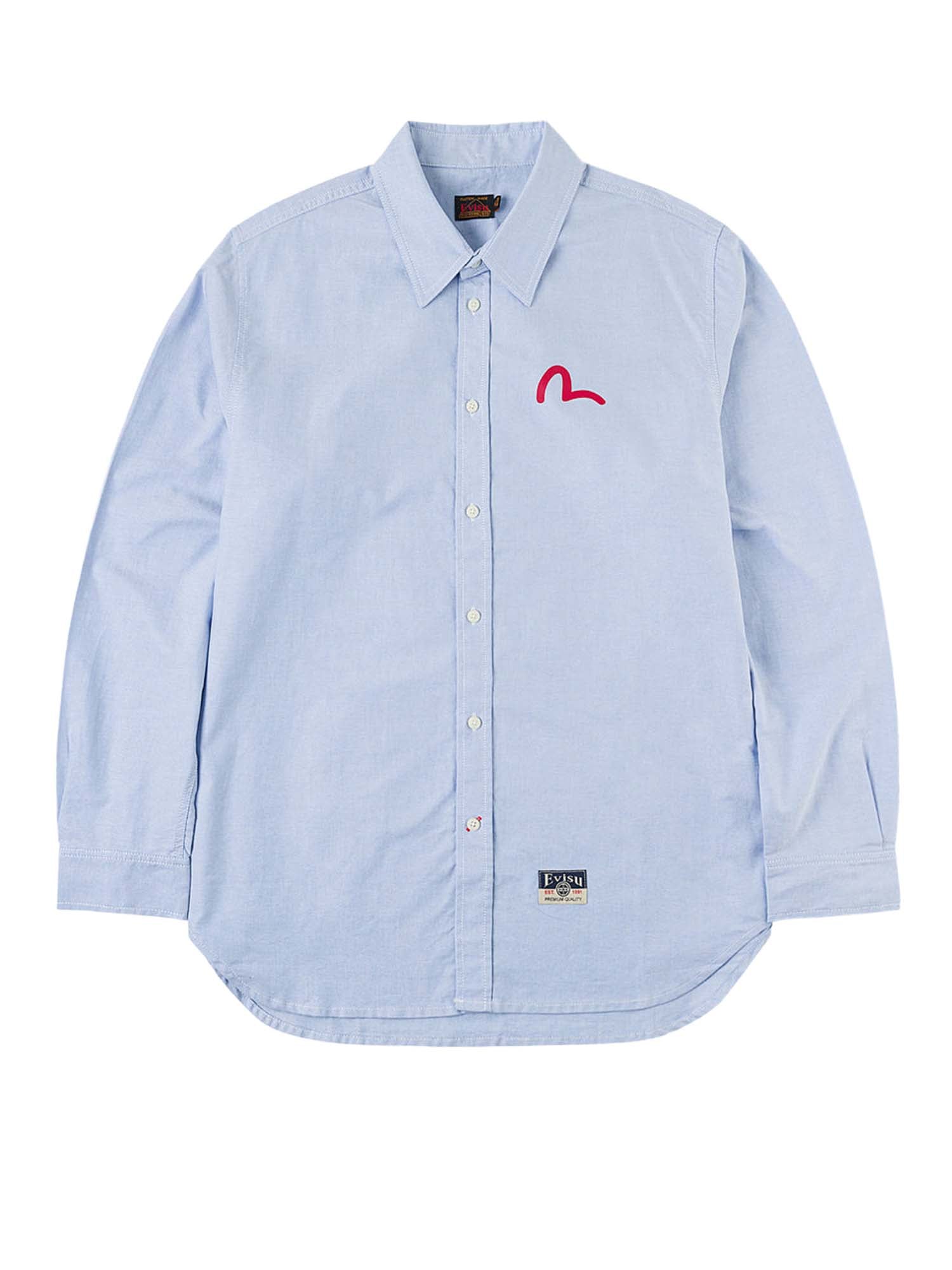 Evisu Camicia Seagull Print Oxford Blu