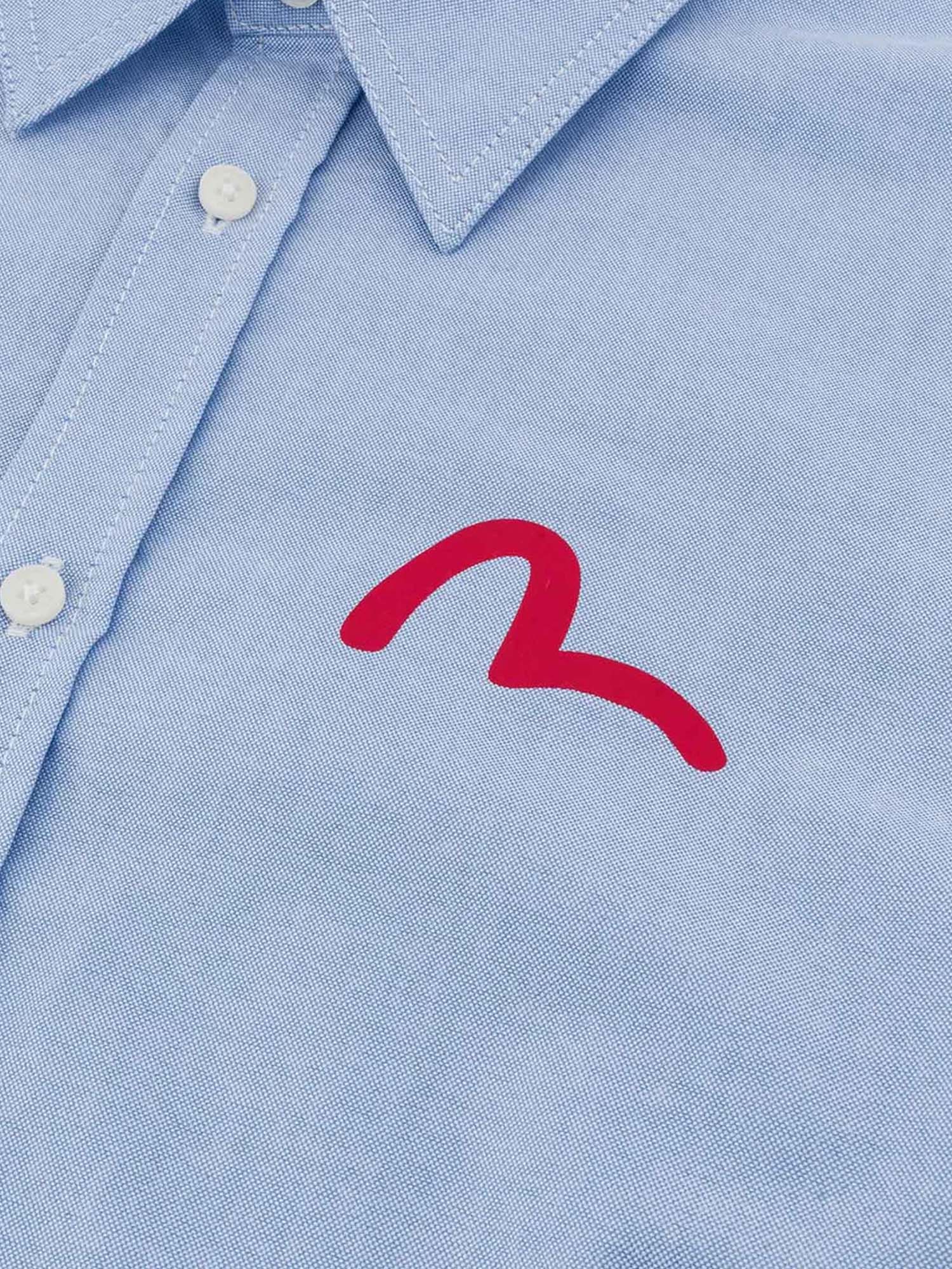 Evisu Camicia Seagull Print Oxford Blu