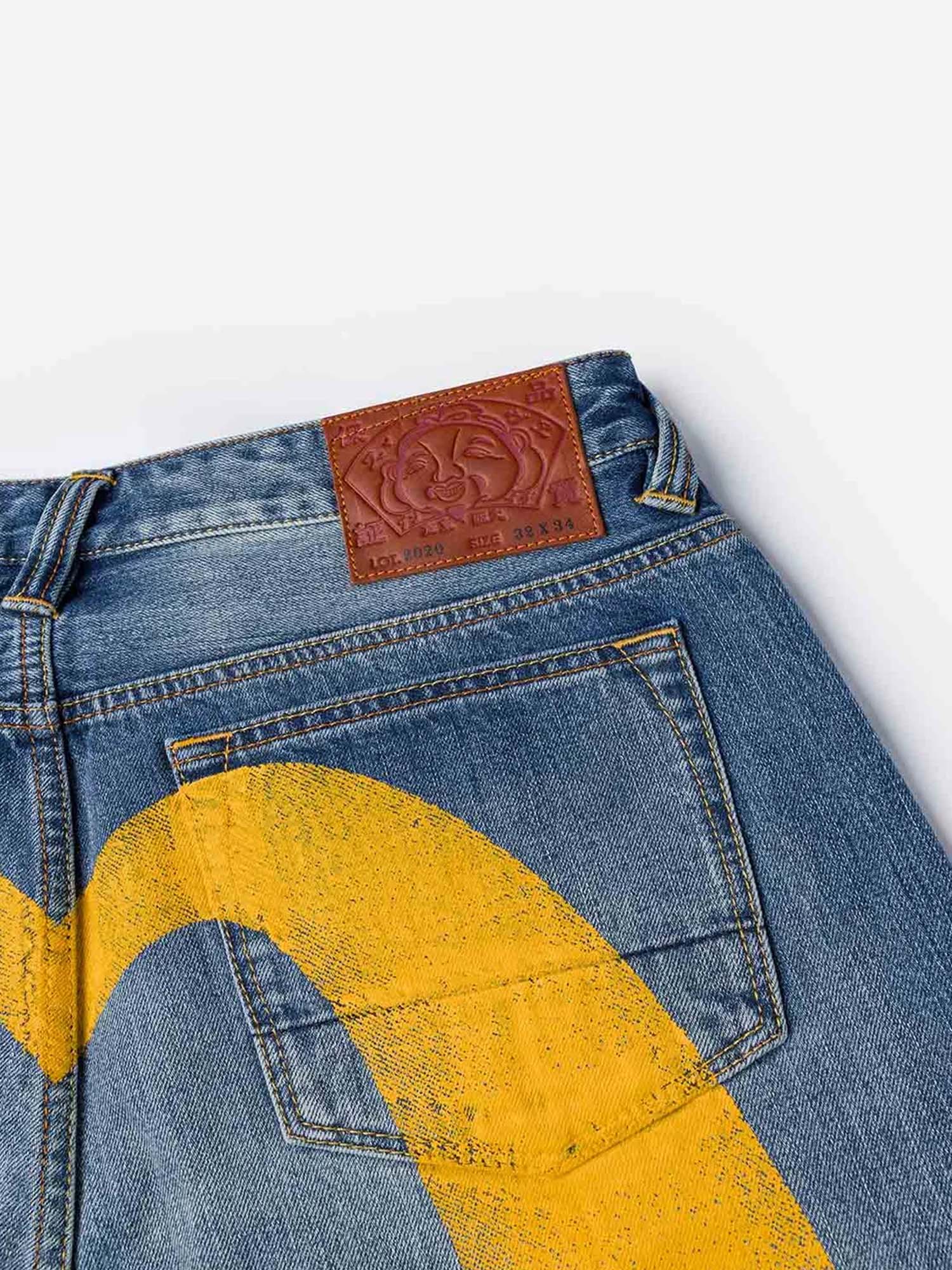 Evisu Jeans 2020 Yellow Daicock Print Regular Fit Blu