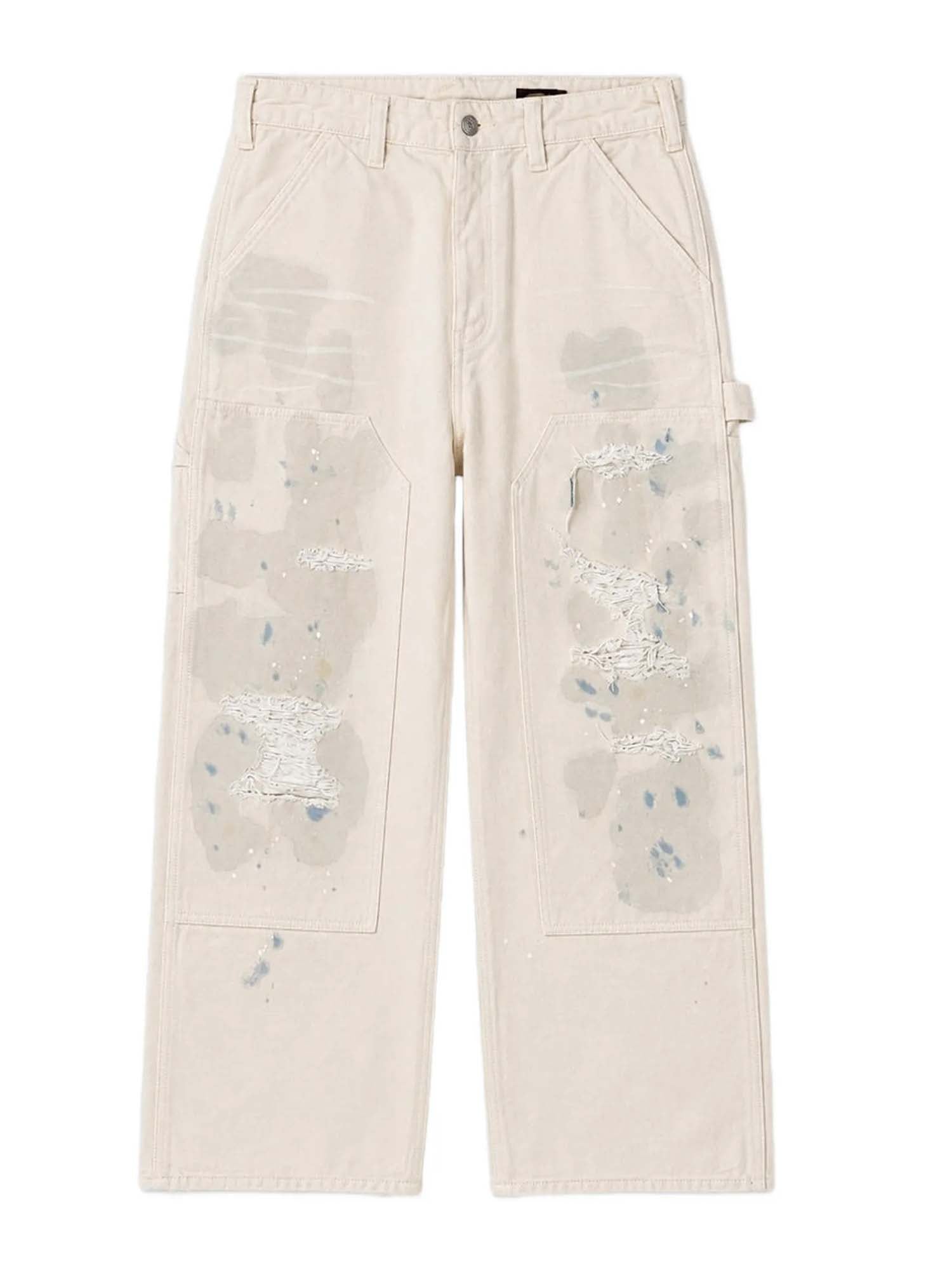 Evisu Pantaloni Distressed Double-Knee Bianco