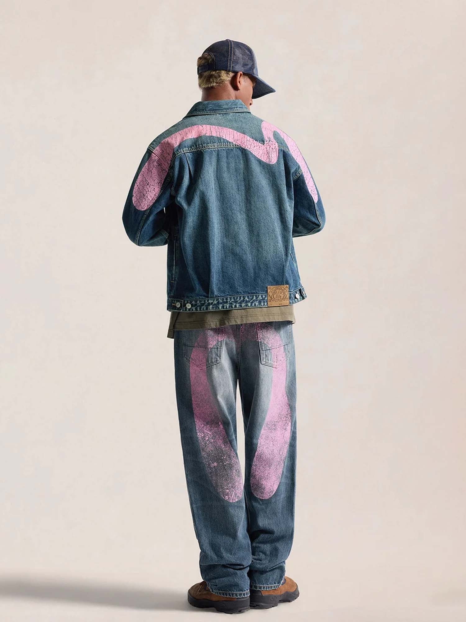 Evisu Giacca Pink Daicock Denim Blu