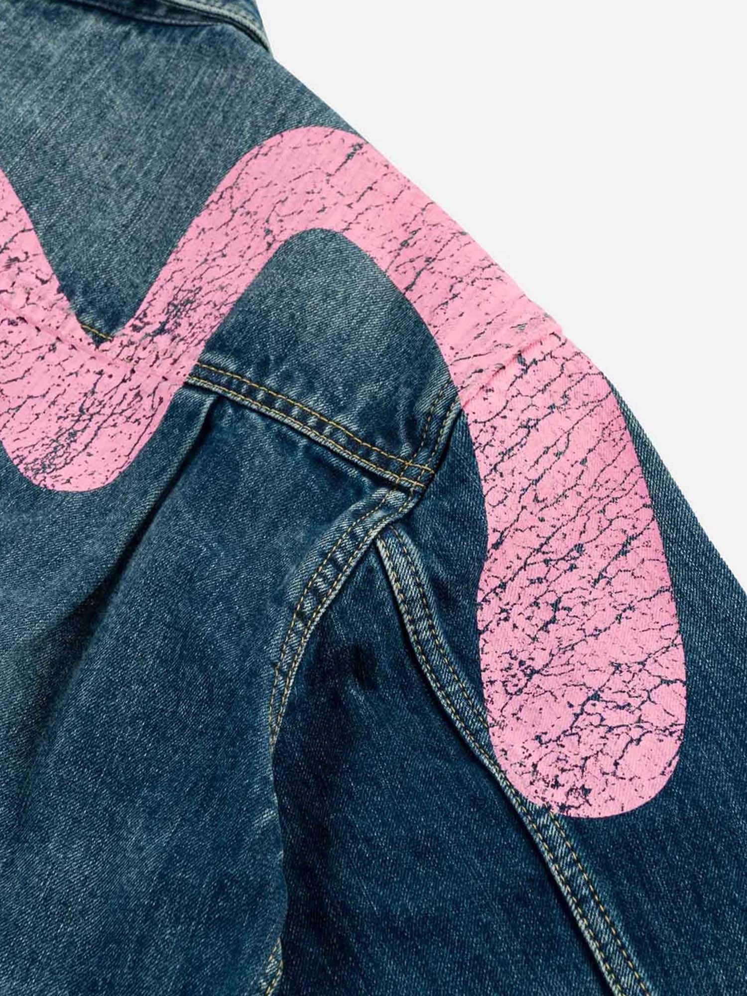 Evisu Giacca Pink Daicock Denim Blu