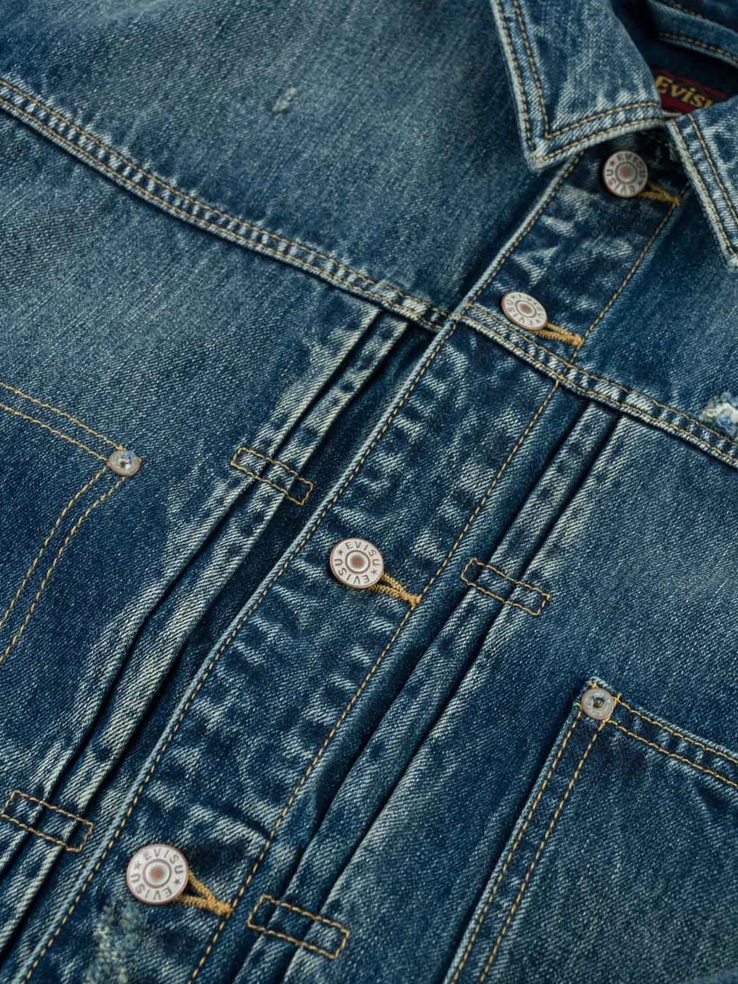 Evisu Giacca Pink Daicock Denim Blu