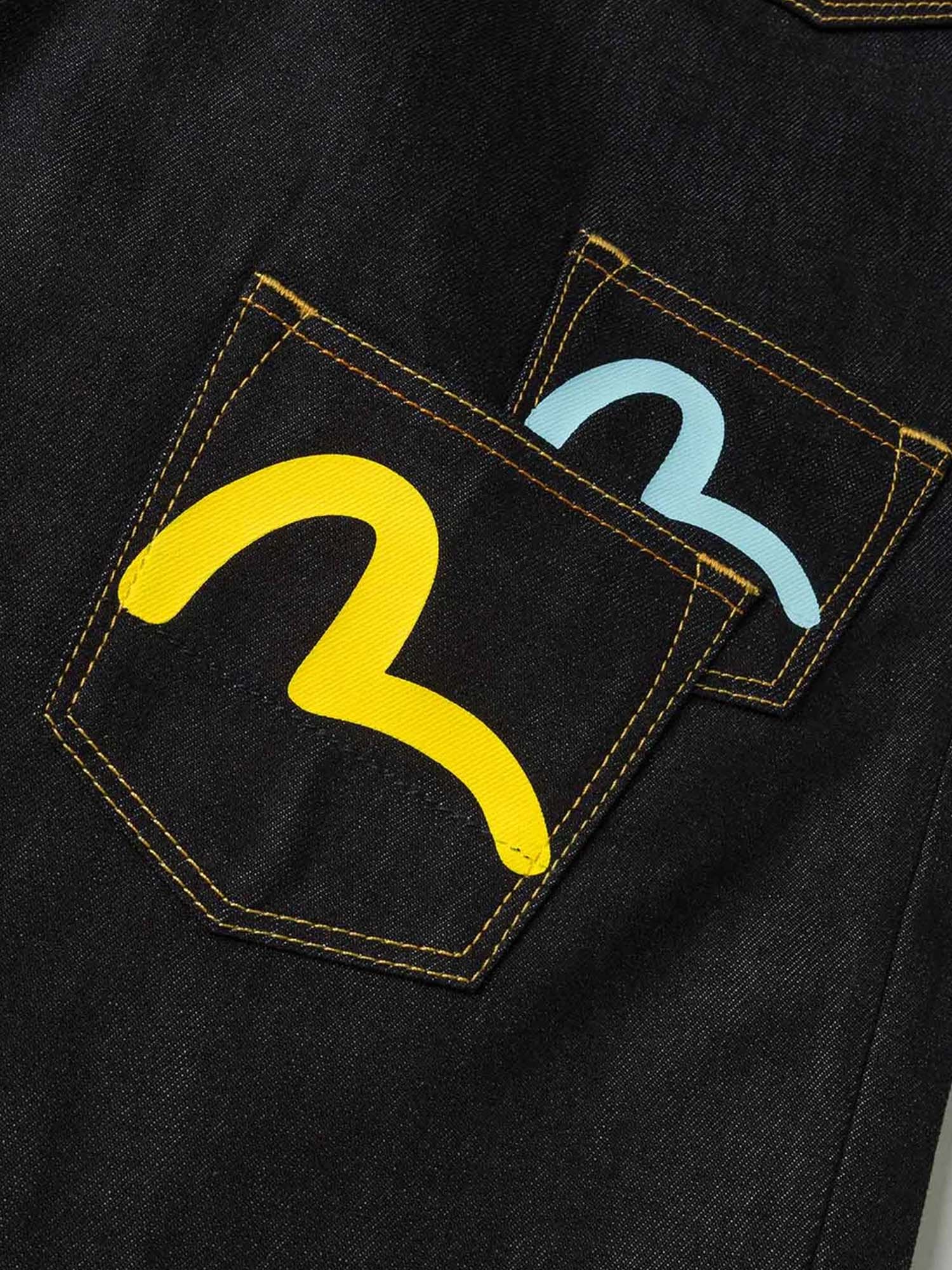 Evisu Shorts Seagull Print and Multi-Pocket Fashion Fit Denim Blu