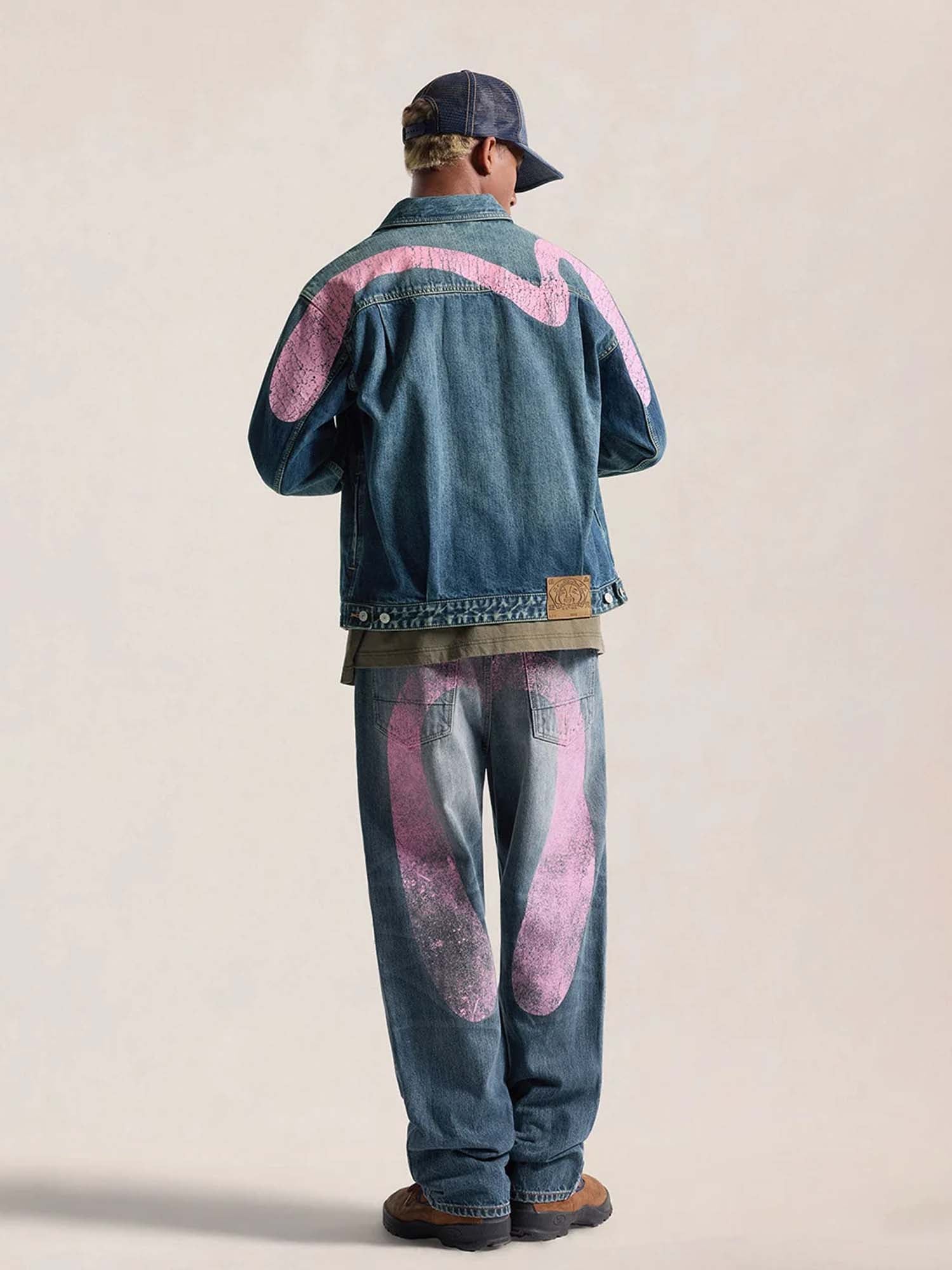 Evisu Jeans Pink Daicock Ripped Blu