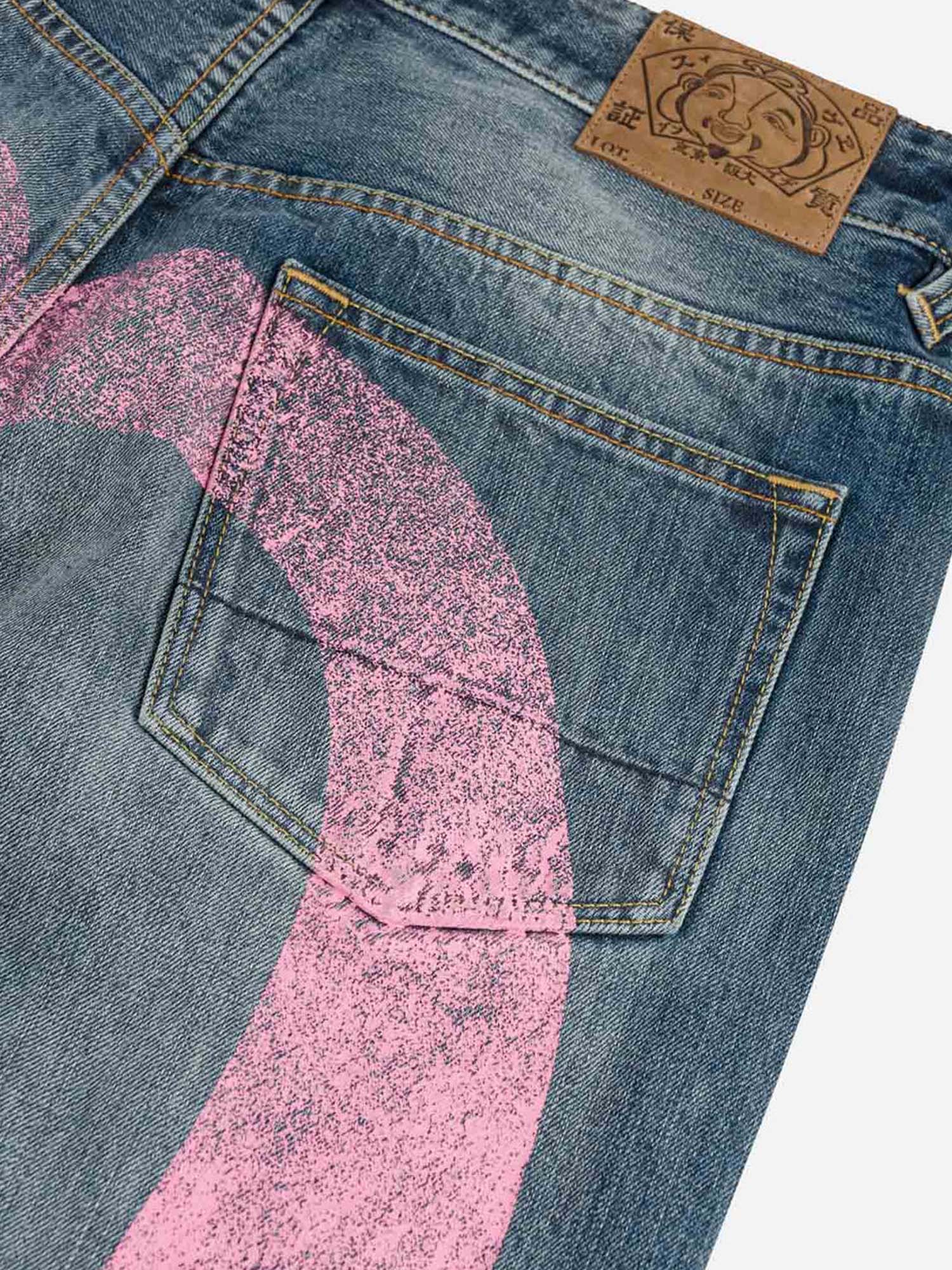 Evisu Jeans Pink Daicock Ripped Blu
