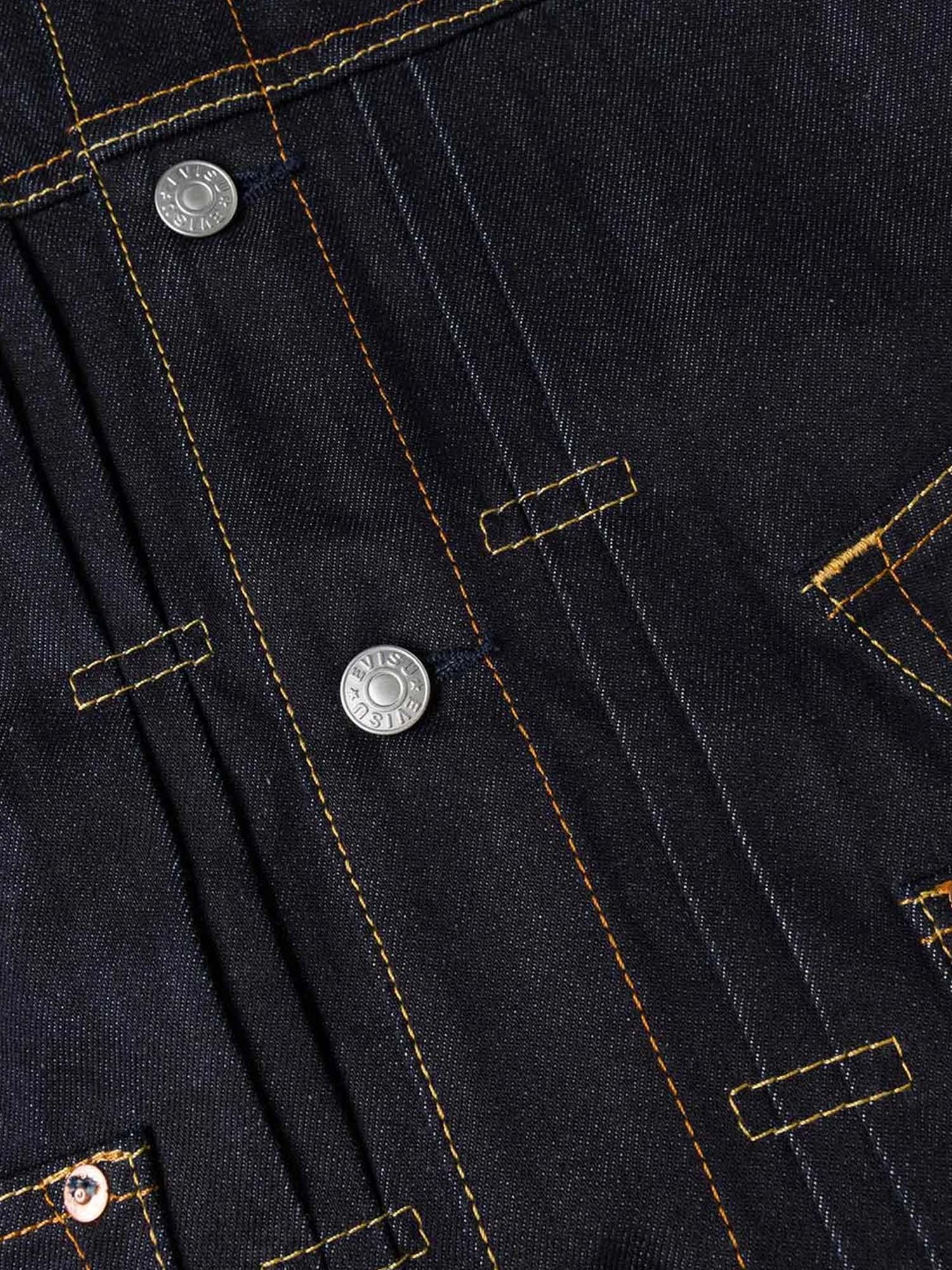 Evisu Giacca Seagull Print and Multi-Pocket Relax Fit Denim Blu