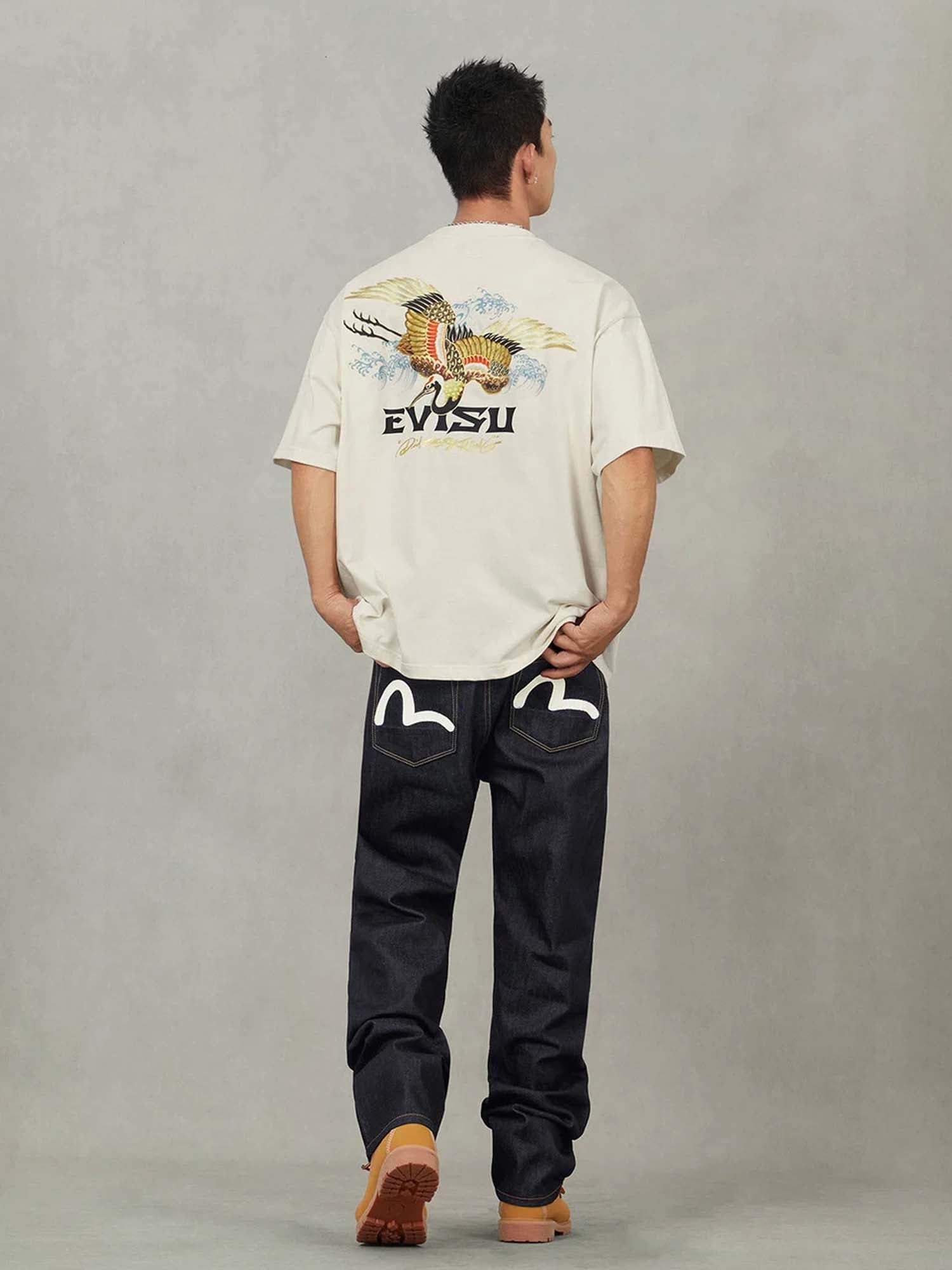 Evisu Jeans 2020 Seagull Print Pockets Regular Fit Blu
