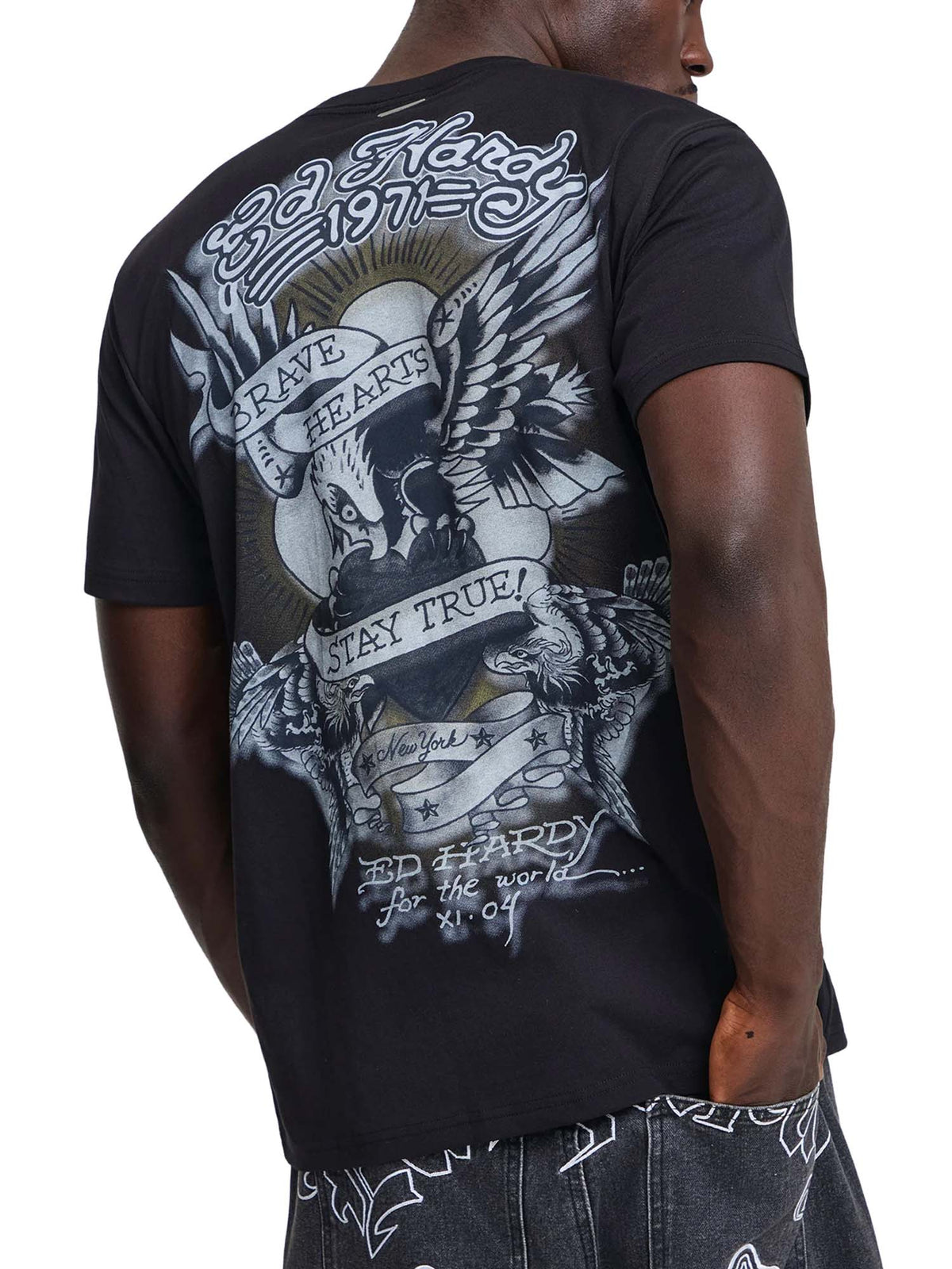 Ed Hardy T-Shirt Stay True Graphic Regular Nero