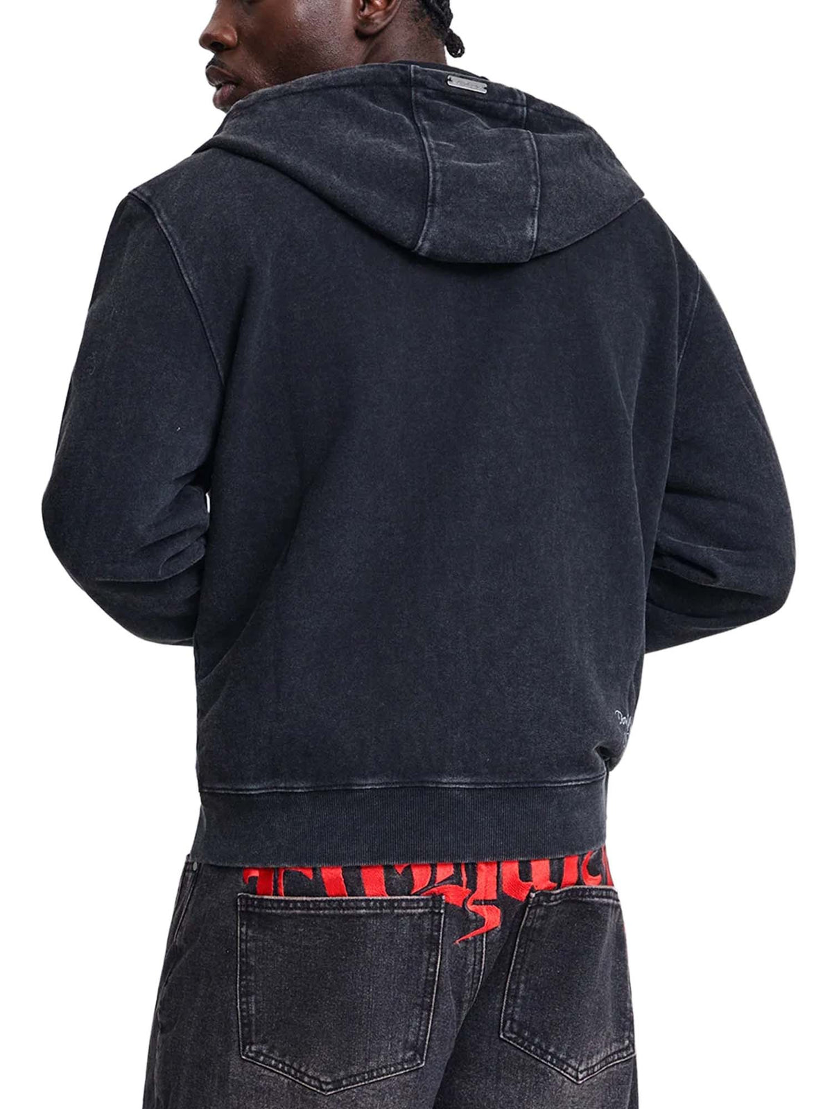 Ed Hardy Felpa con zip Storming New York Washed Relaxed Nero