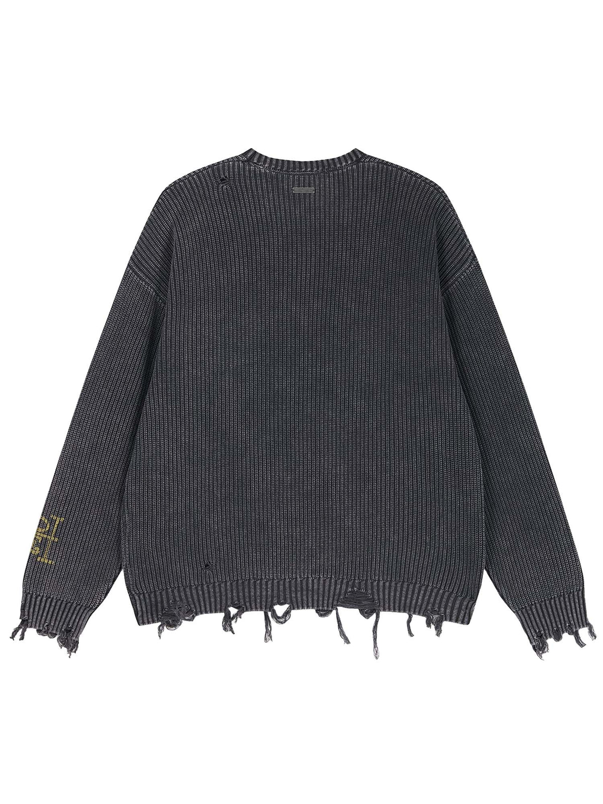 Ed Hardy Maglione Distressed Los Angeles Knitted Relaxed Crew Nero