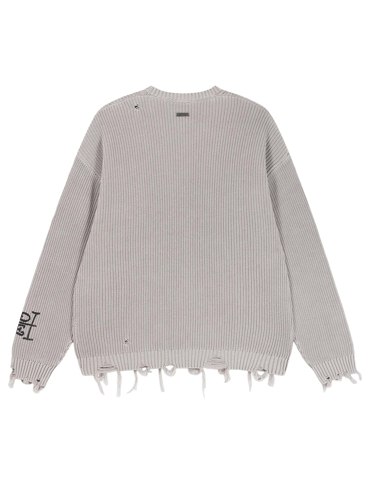 Ed Hardy Maglione Distressed Los Angeles Knitted Relaxed Crew Grigio
