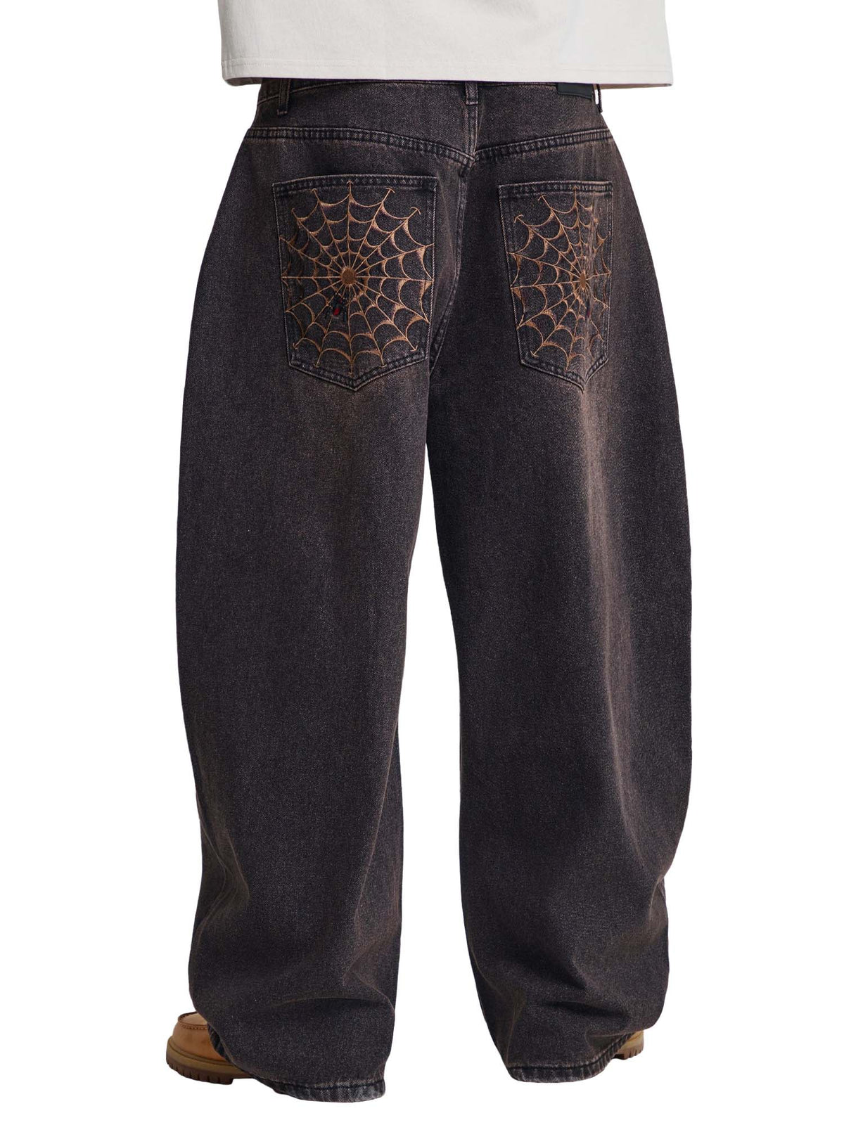 Ed Hardy Mens Drawn By Ed Panelled Balloon Jeans Marrone