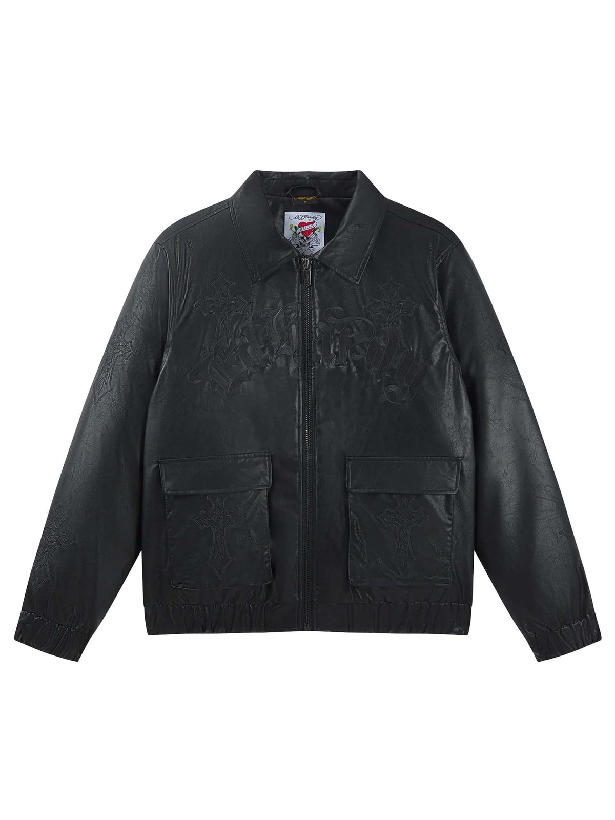 Ed Hardy Mens Gothic Ed Hardy Embroidered Cross Relaxed Jacket Nero