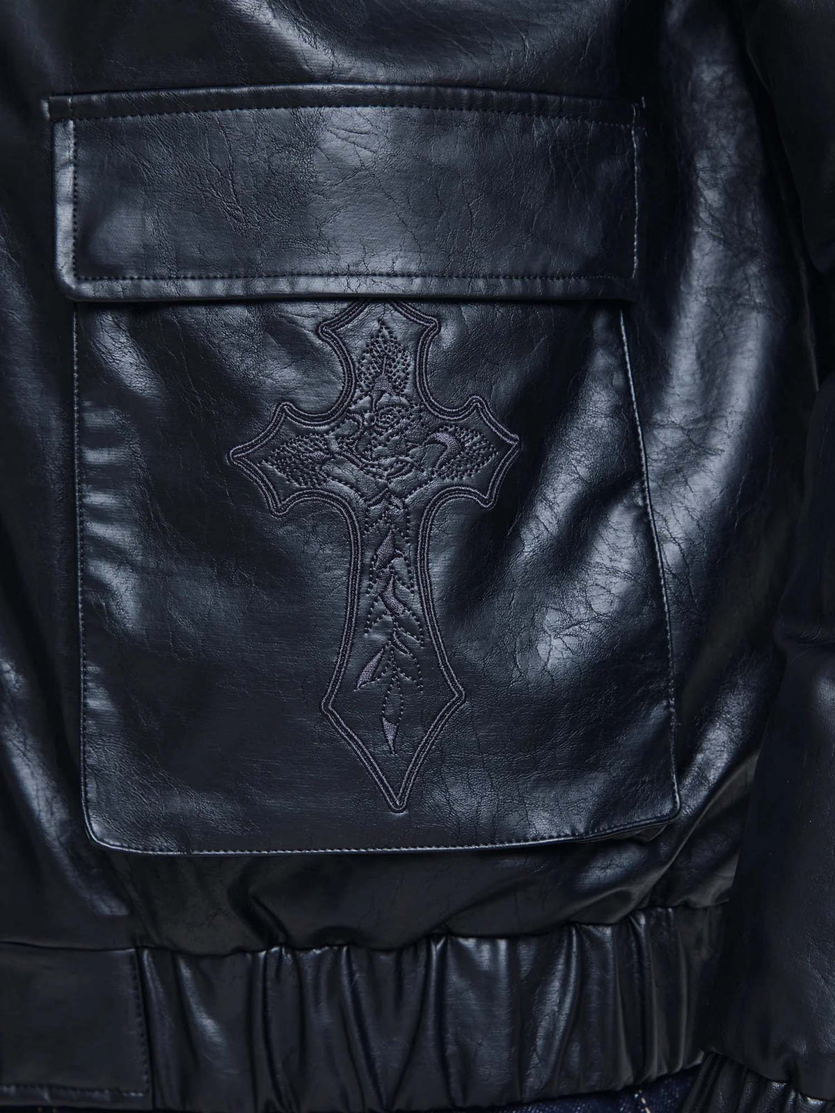Ed Hardy Mens Gothic Ed Hardy Embroidered Cross Relaxed Jacket Nero