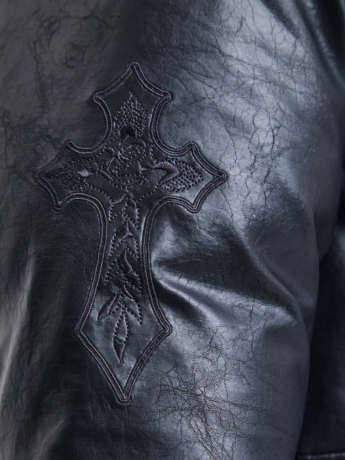 Ed Hardy Mens Gothic Ed Hardy Embroidered Cross Relaxed Jacket Nero