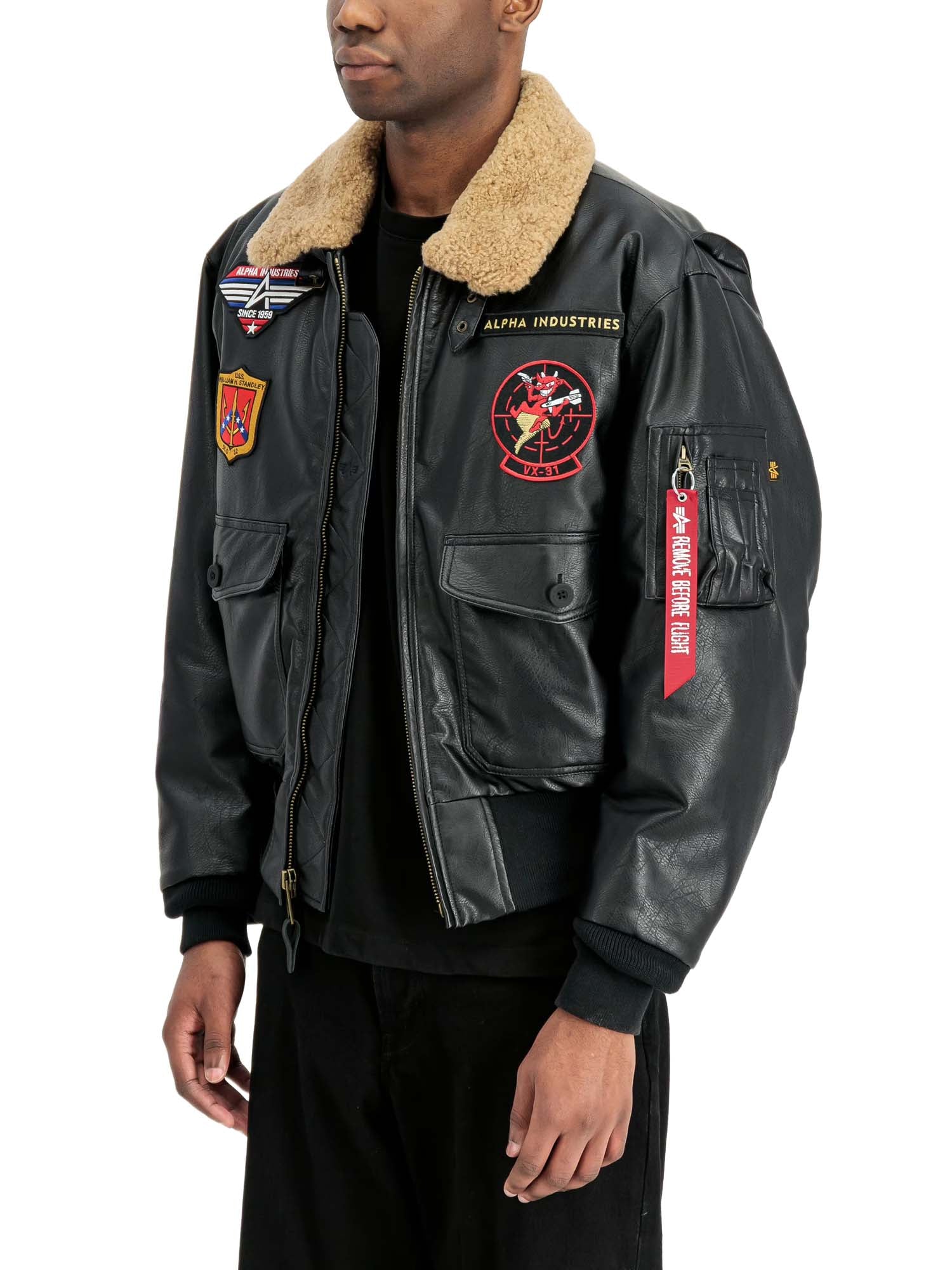 Alpha Industries Giacca in pelle G-1 Devils Brigade Faux Leather Bomber Nero