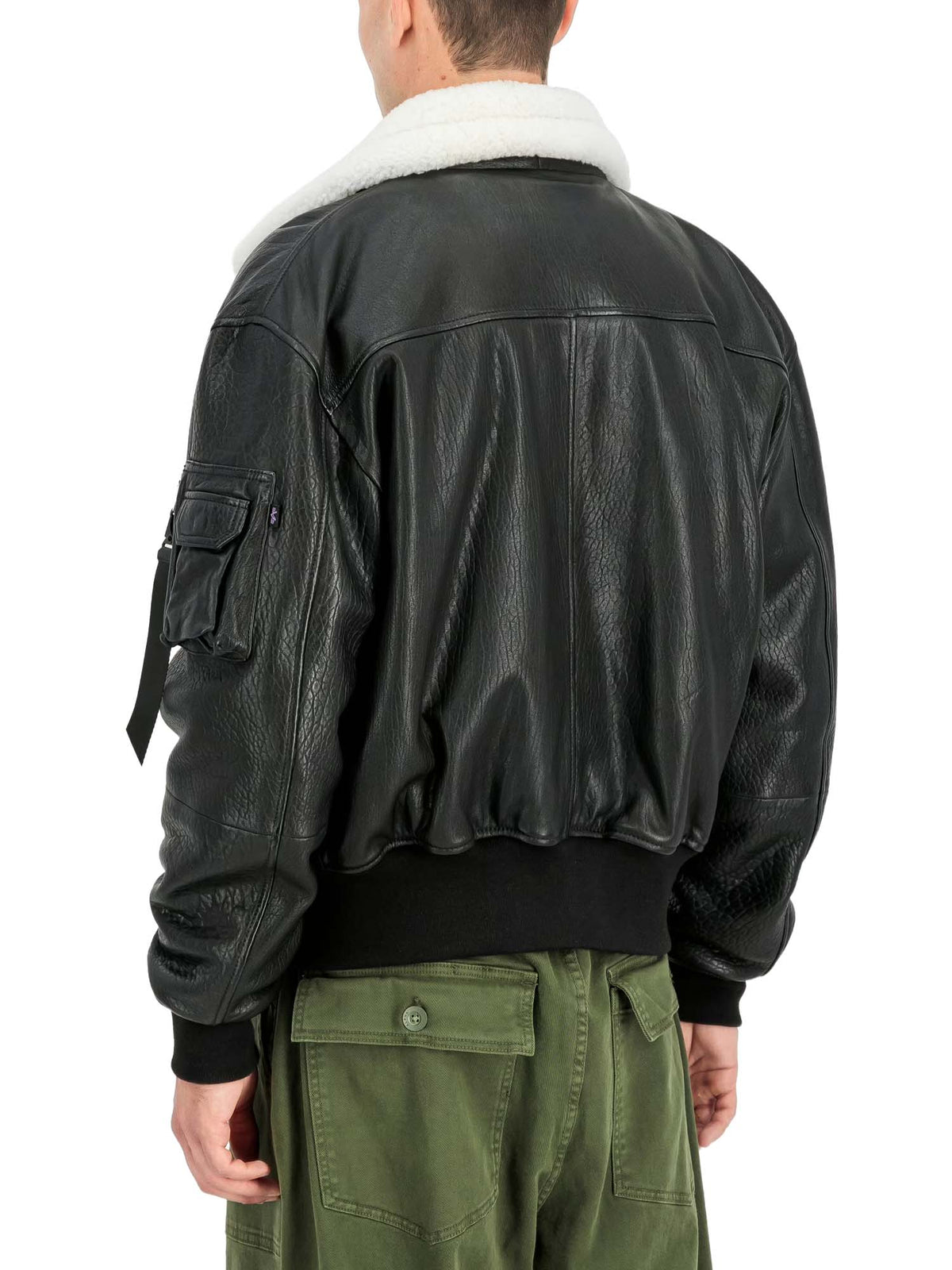 Alpha Industries Giacca in pelle B-15 Leather UV Bomber Nero