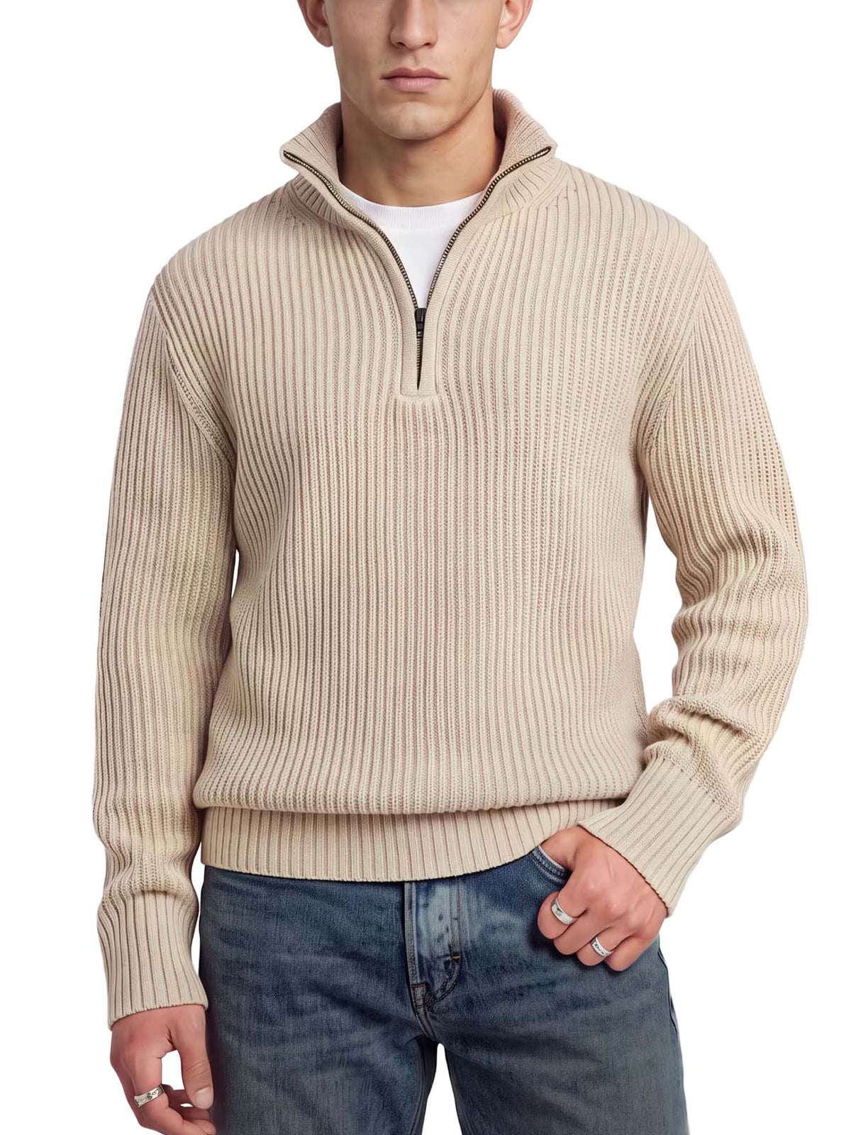 G-star Maglione Essential Half Zip Knit Beige