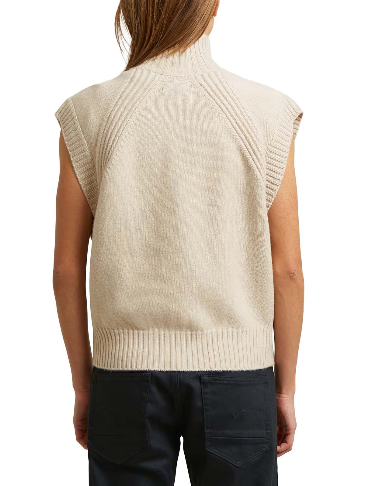 G-star Gilet Heavy Moto Zip Vest Knit da donna Beige