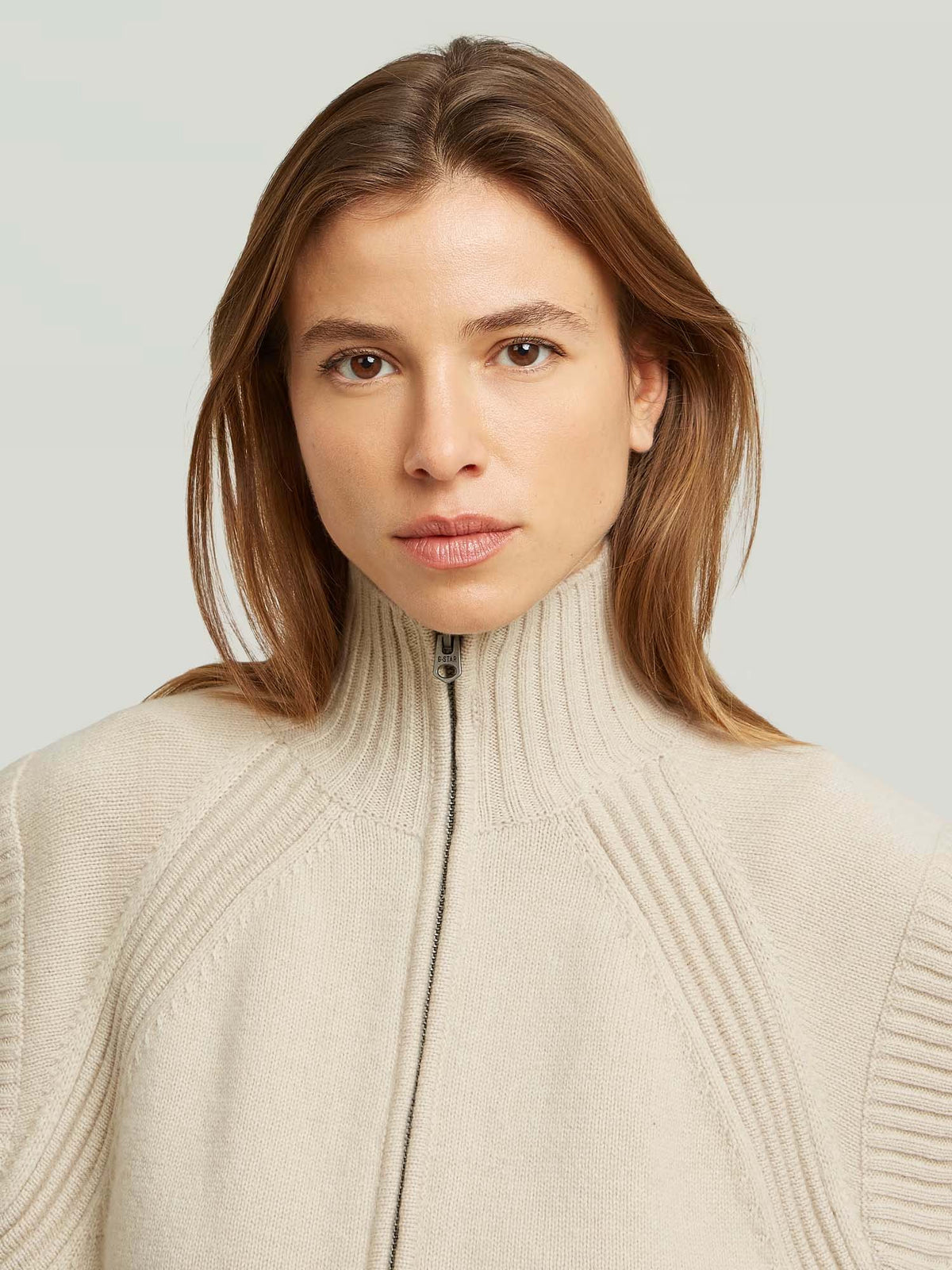 G-star Gilet Heavy Moto Zip Vest Knit da donna Beige