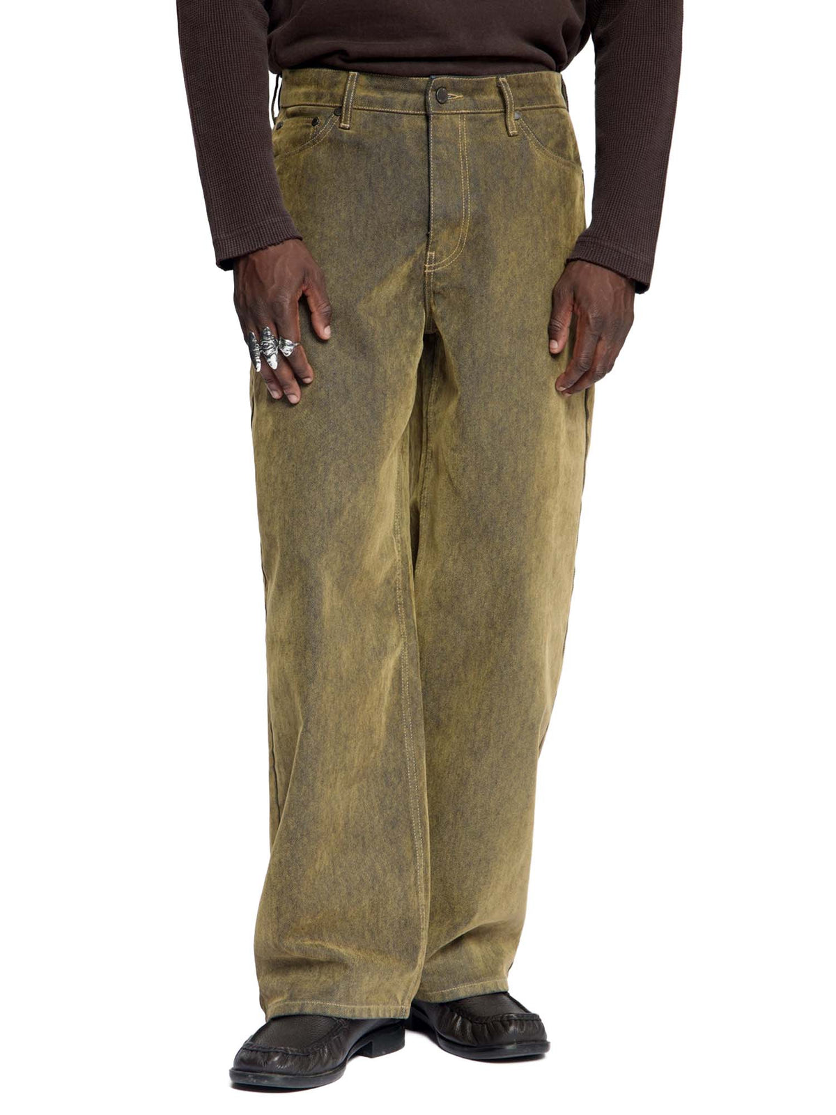 Daily Paper Jeans Brown Velvet Shield Oversized Marrone