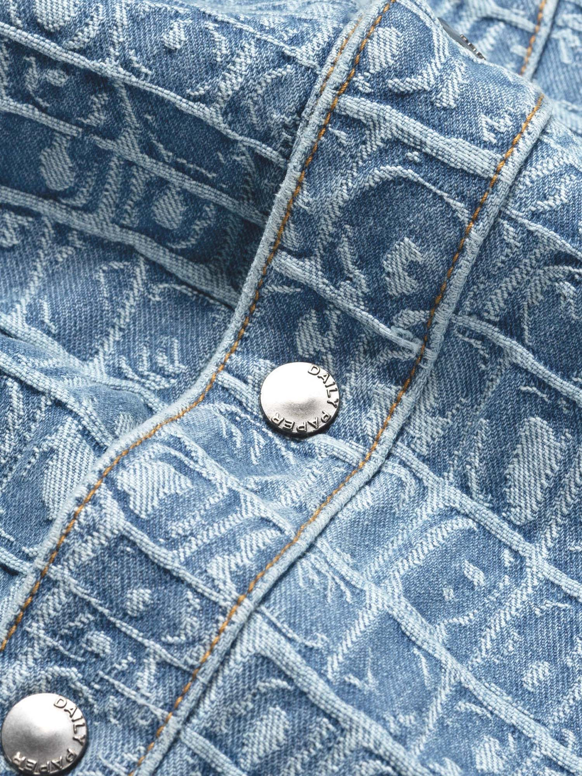 Daily Paper Camicia Blue Croc Jacquard Denim Blu