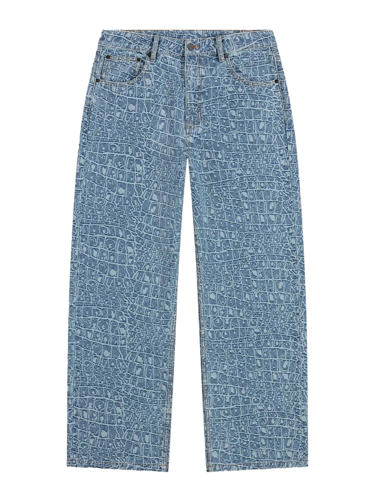 Daily Paper Jeans Blue Croc Jacquard Oversized Blu