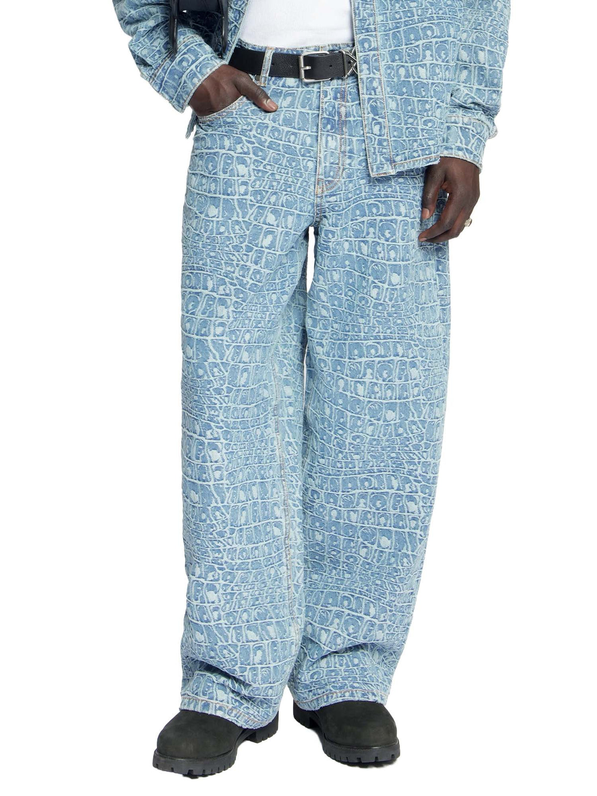 Daily Paper Jeans Blue Croc Jacquard Oversized Blu