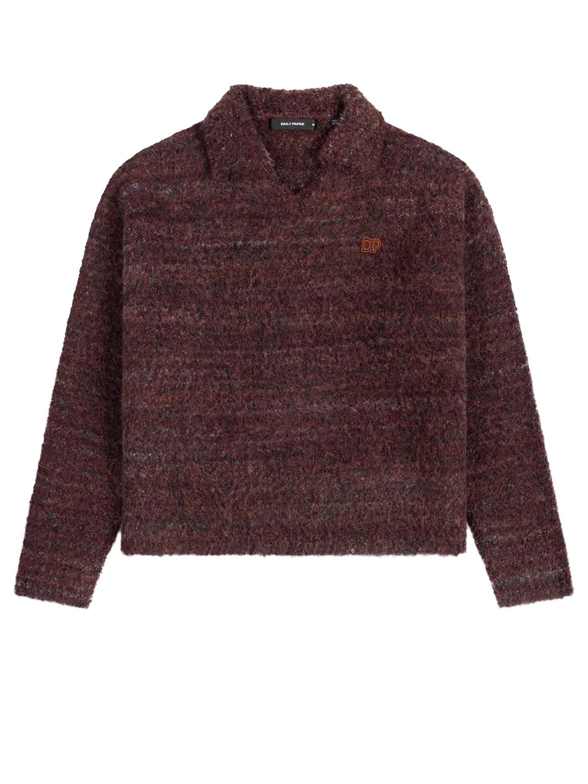 Daily Paper Maglione Burgundy Textured V Neck Knit Bordeaux