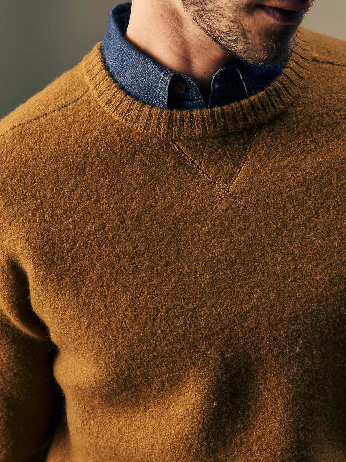 Lee Maglione Gold Regular Boiled Wool Marrone