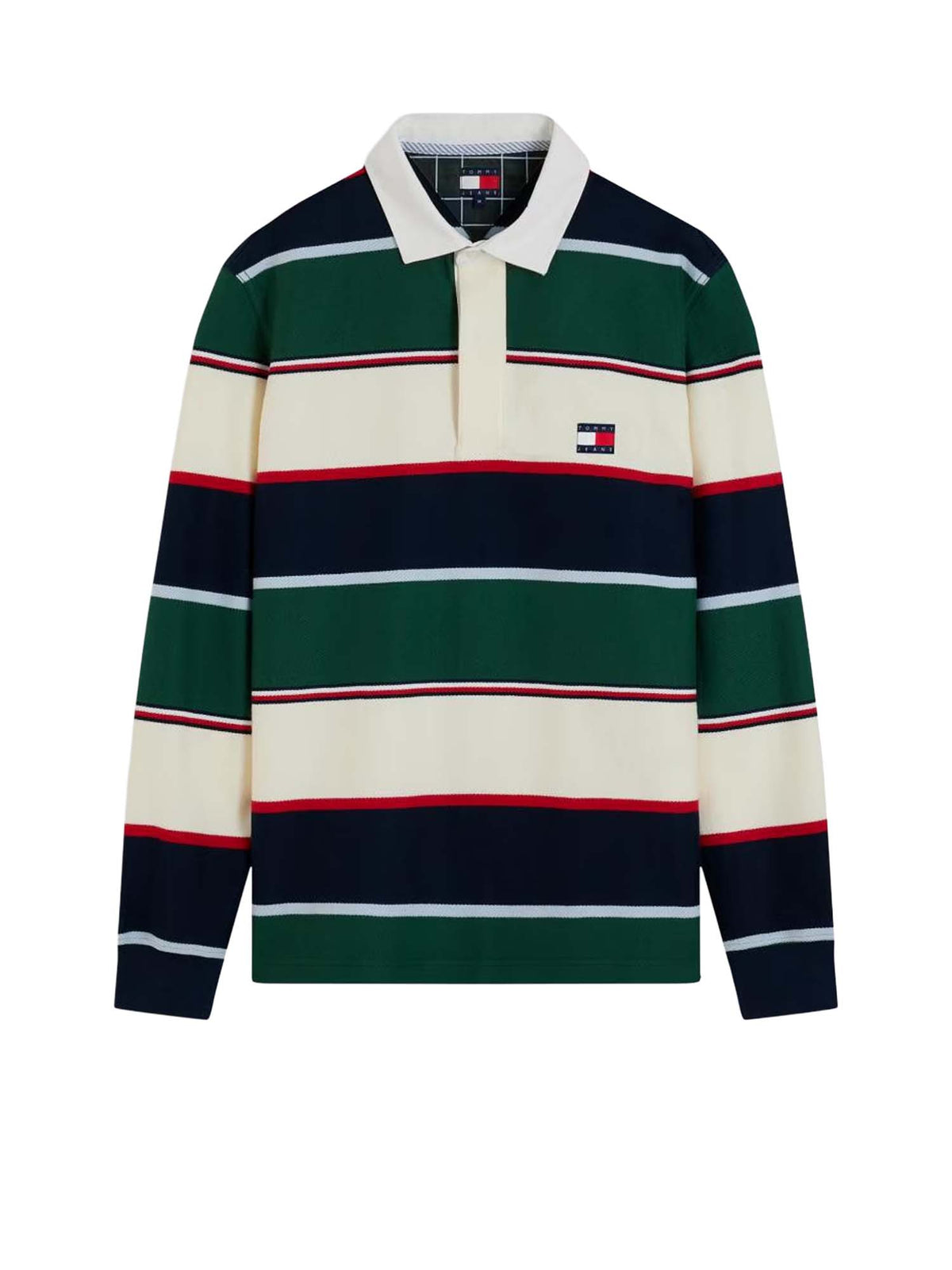 Tommy Jeans Polo a righe rugby relaxed fit con distintivo Verde