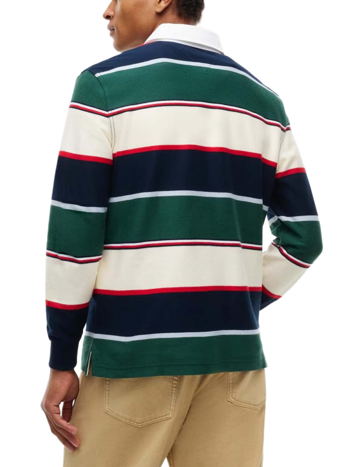 Tommy Jeans Polo a righe rugby relaxed fit con distintivo Verde