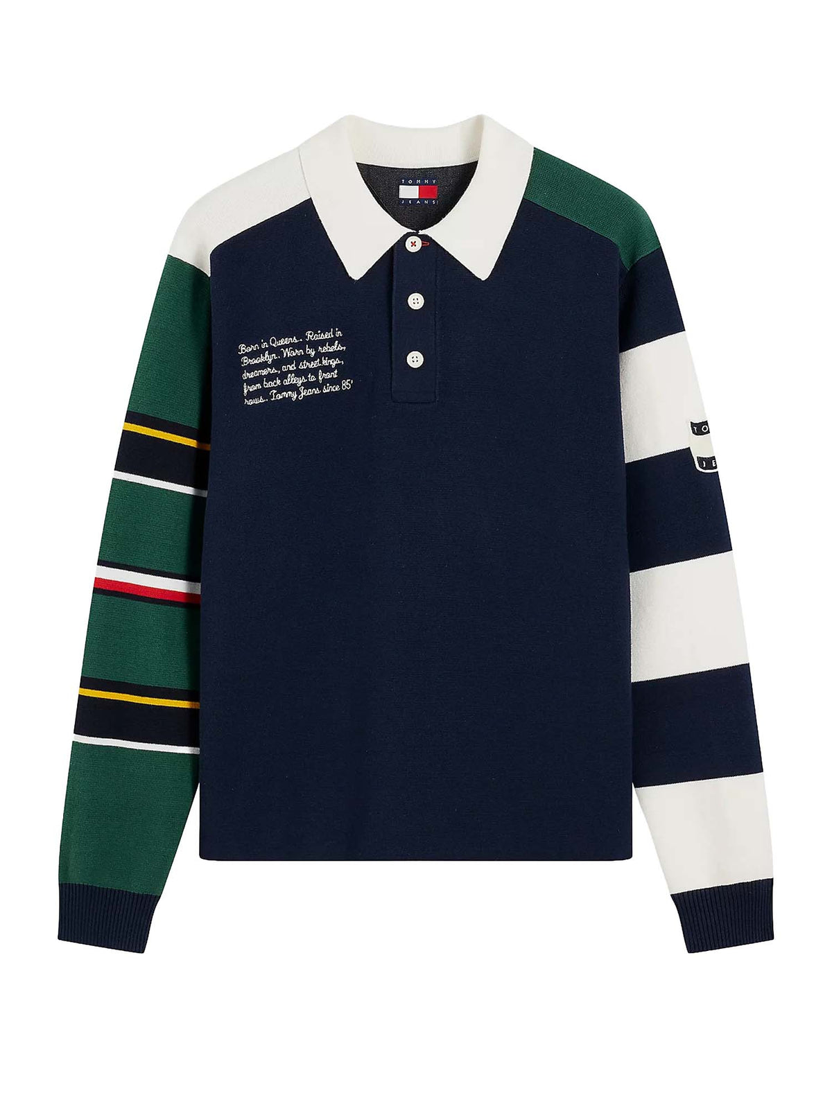 Tommy Jeans Polo rugby in maglia con motivo color block Blu