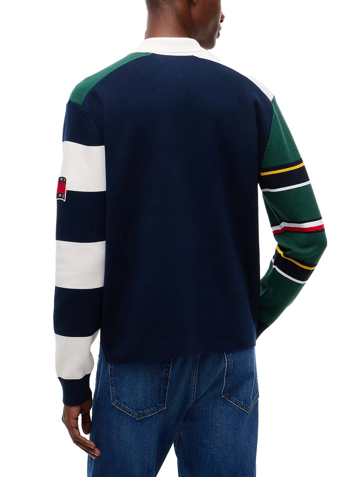 Tommy Jeans Polo rugby in maglia con motivo color block Blu